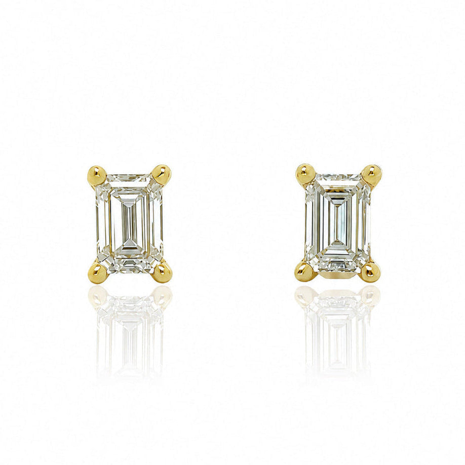 Emerald Cut Lab- grown Diamond Studs 14k