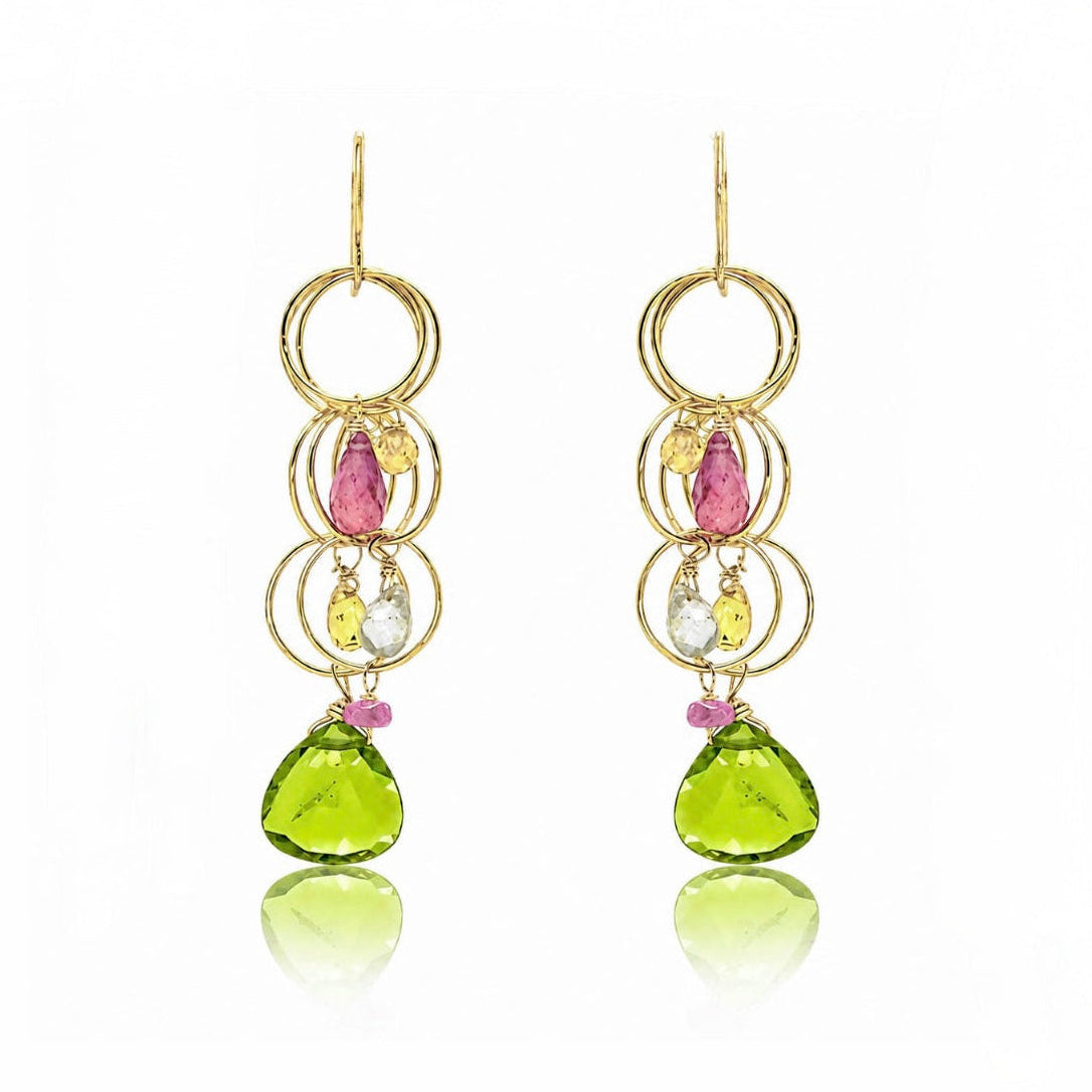 Tranquility Earrings - Peridot Multicolor Sapphire
