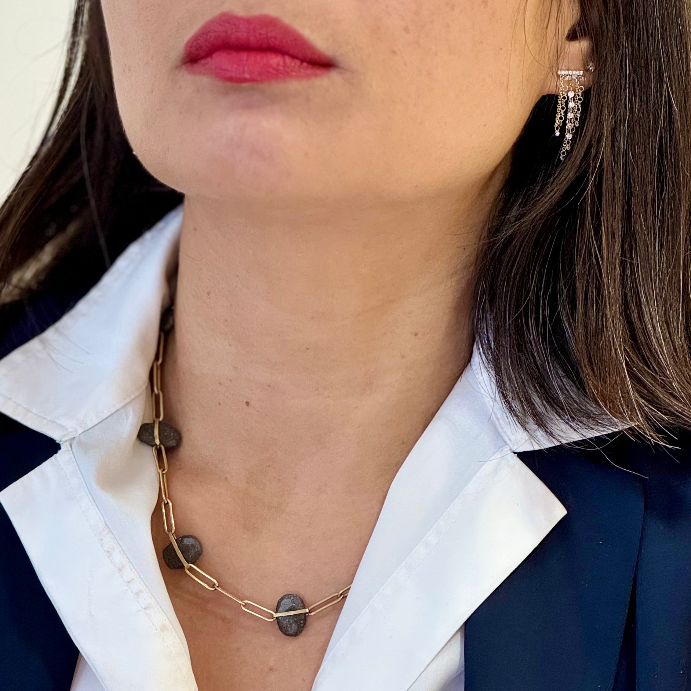 Black Sunstone Wired Paperclip Necklace