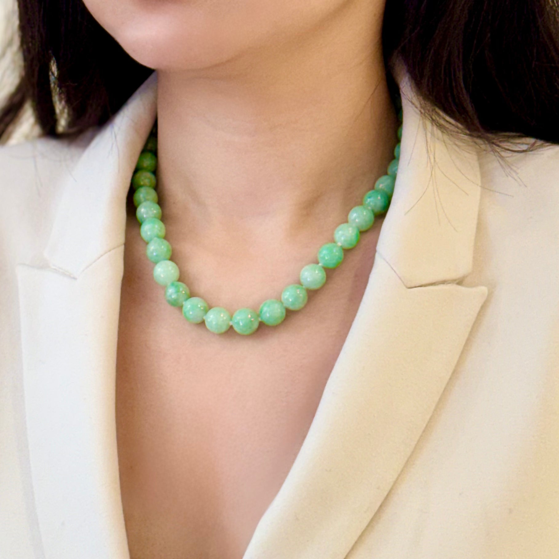 Burmese Jade bead Necklace 14k