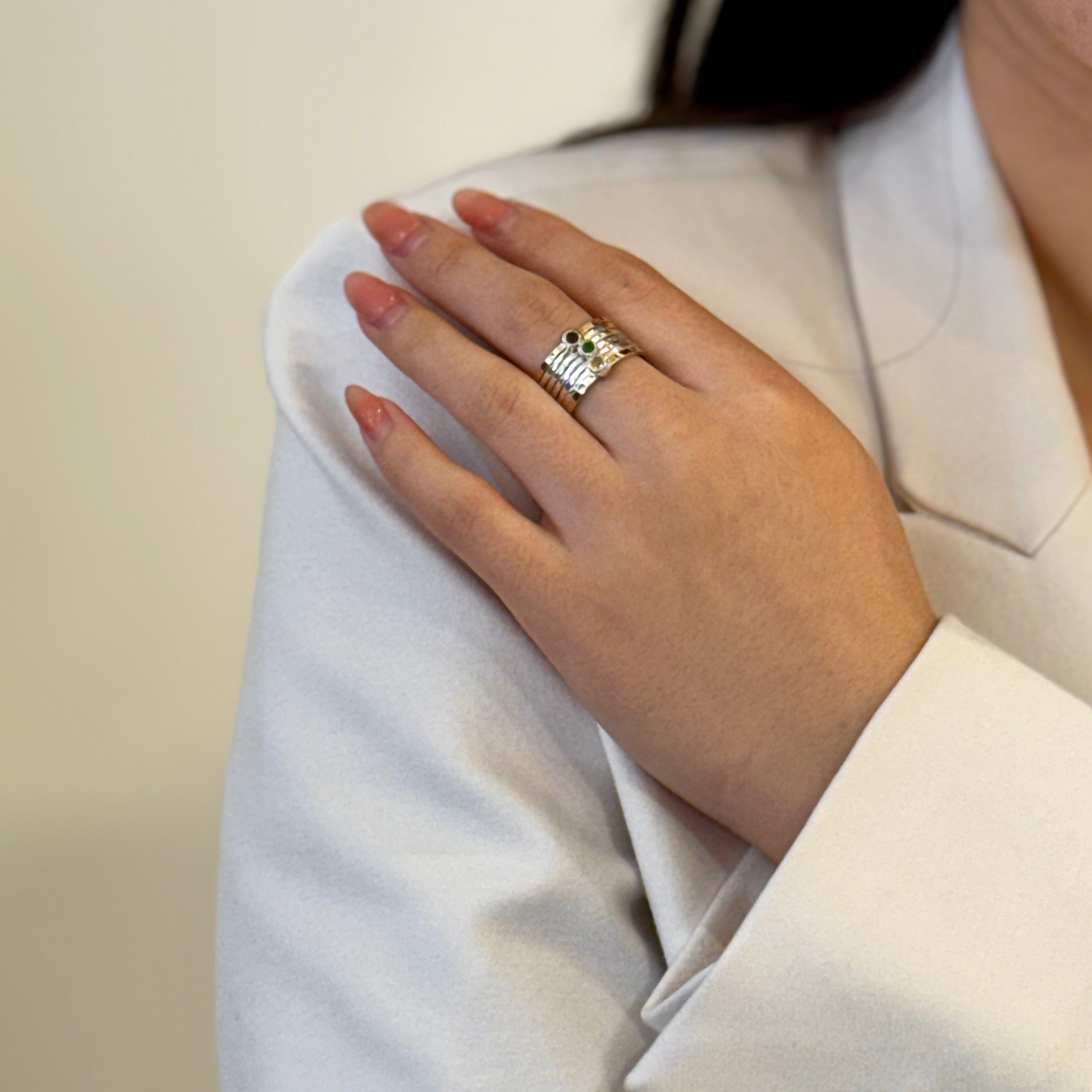 Trio Gem Seven Stackable Mixed Metal Ring