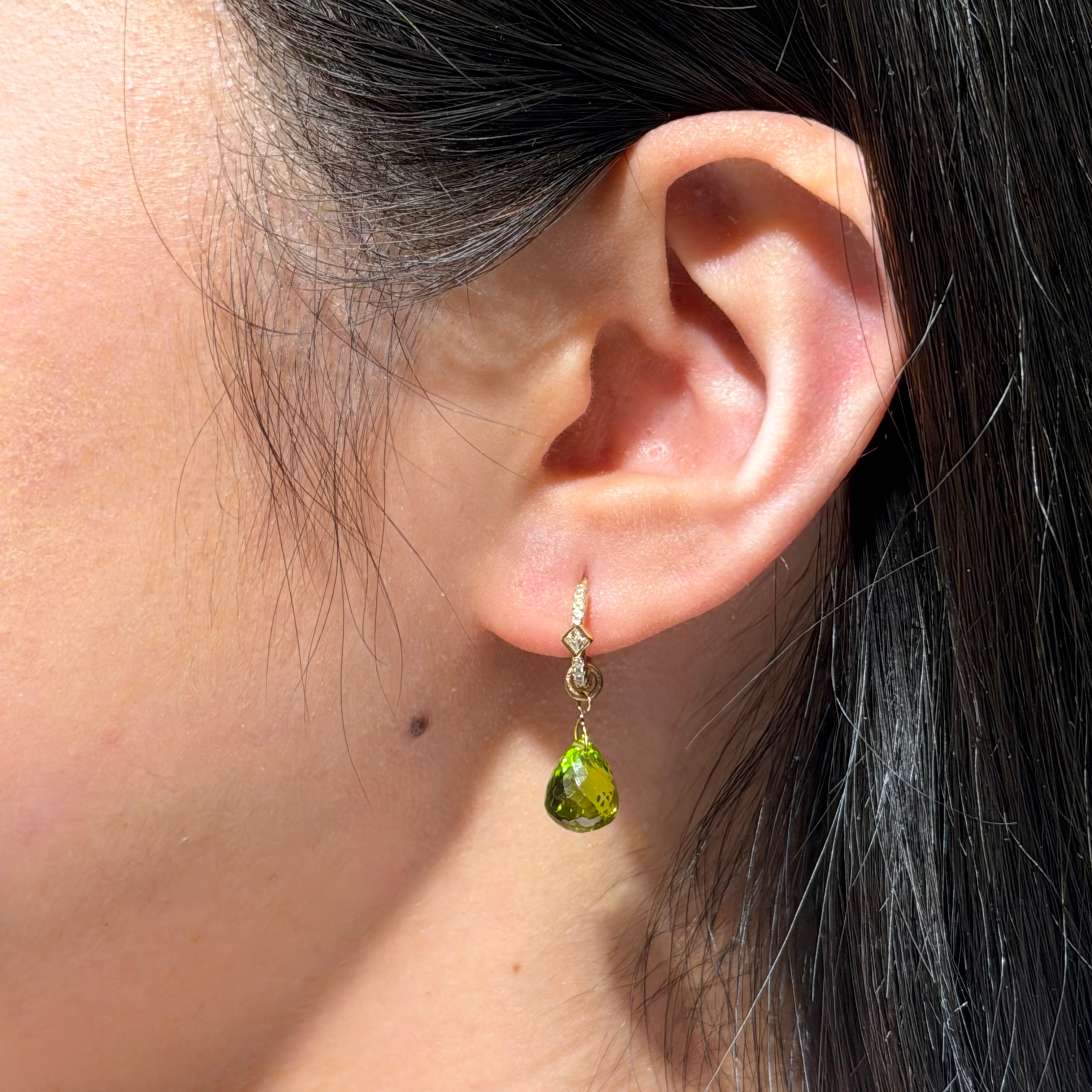 Peridot Drop CZ Hoops