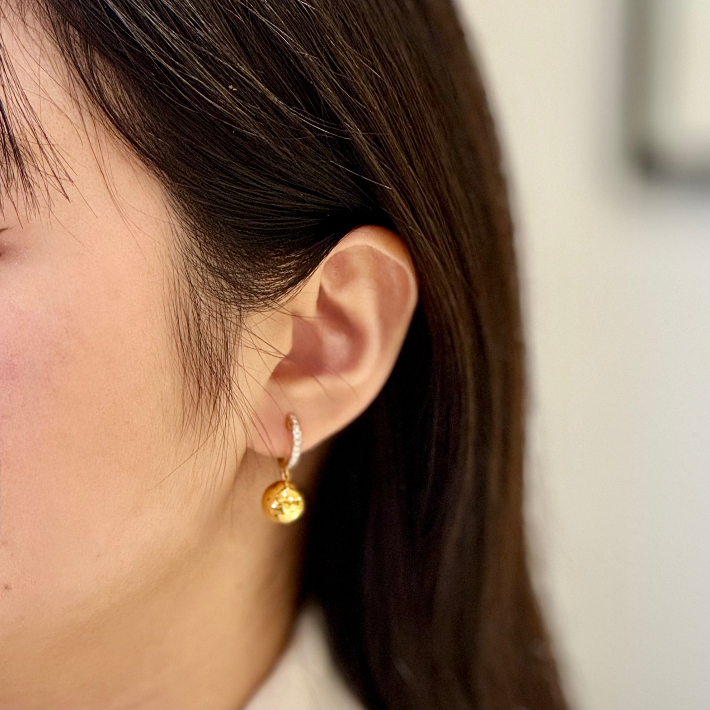 Lab-grown Diamond Gold-plated Hoops And Ball Drop