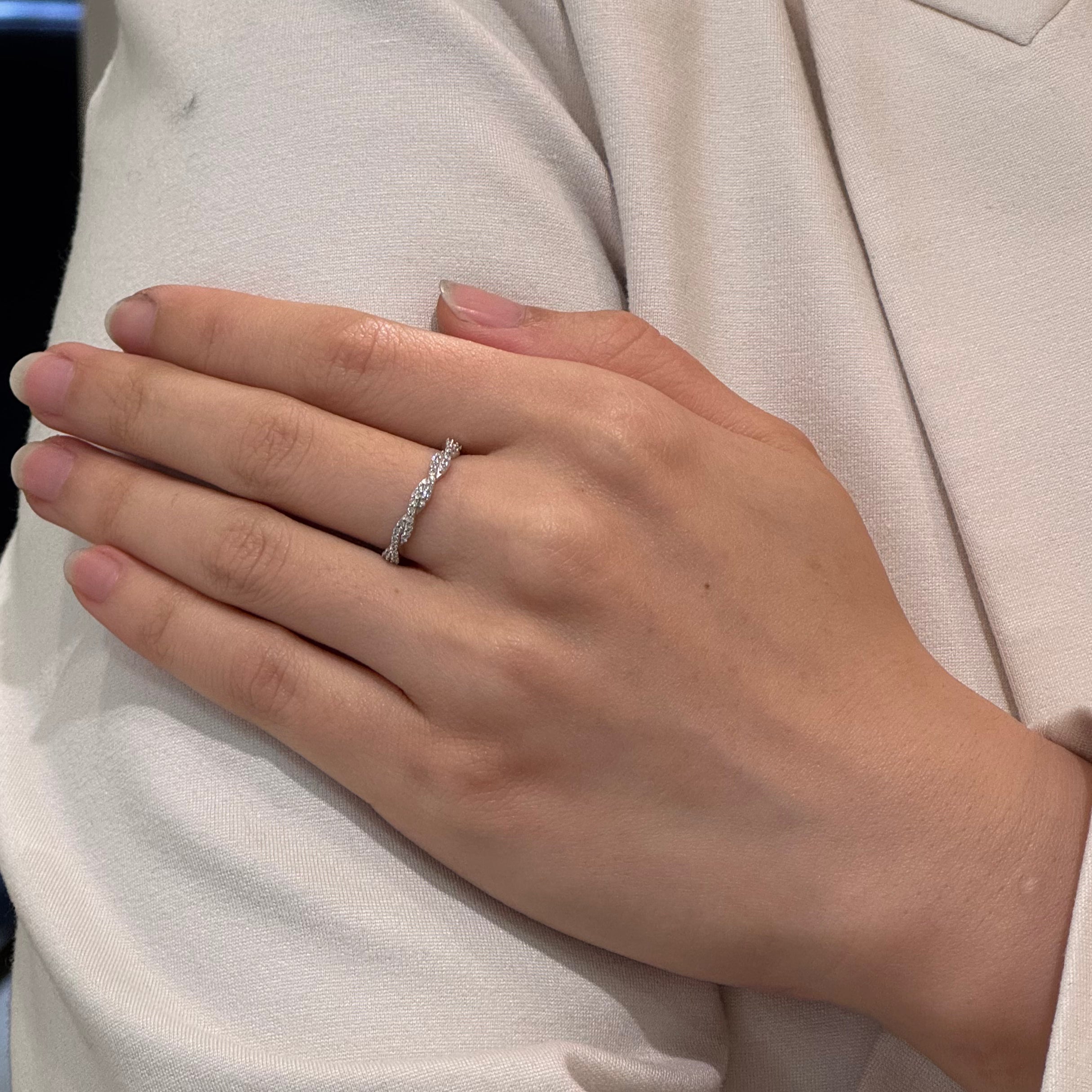 Lab-grown Diamond Braided Silver Ring