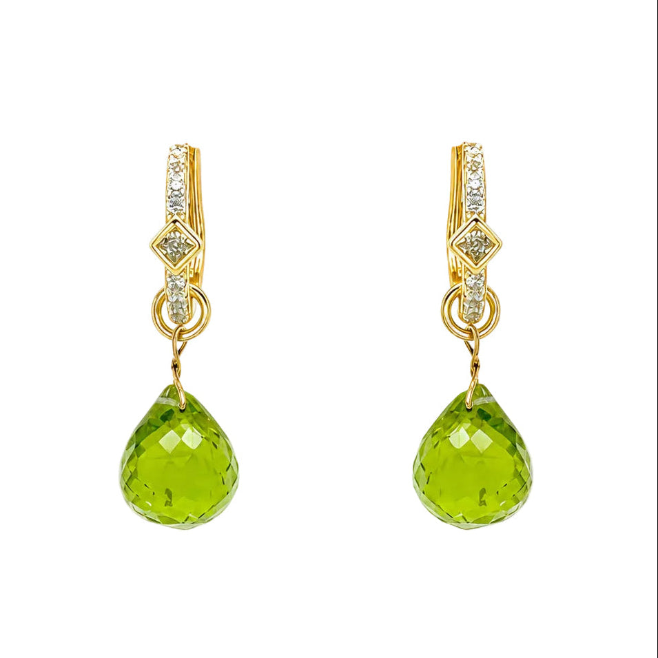 Peridot Drop CZ Hoops