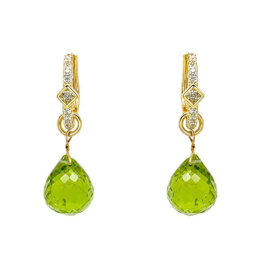 Peridot Drop CZ Hoops