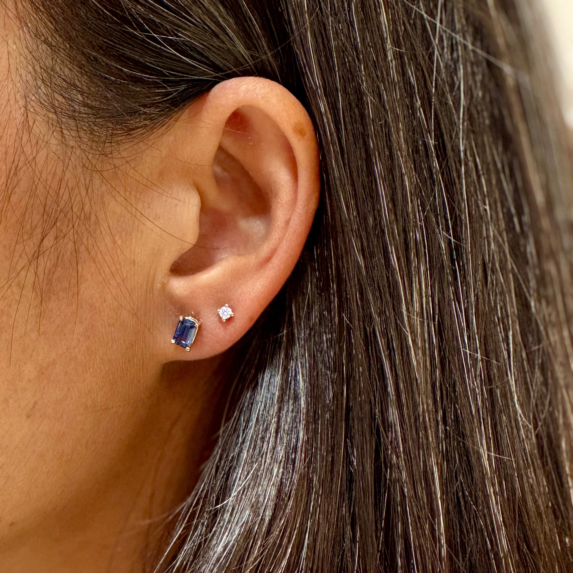 Natural Sapphire Studs In 14k