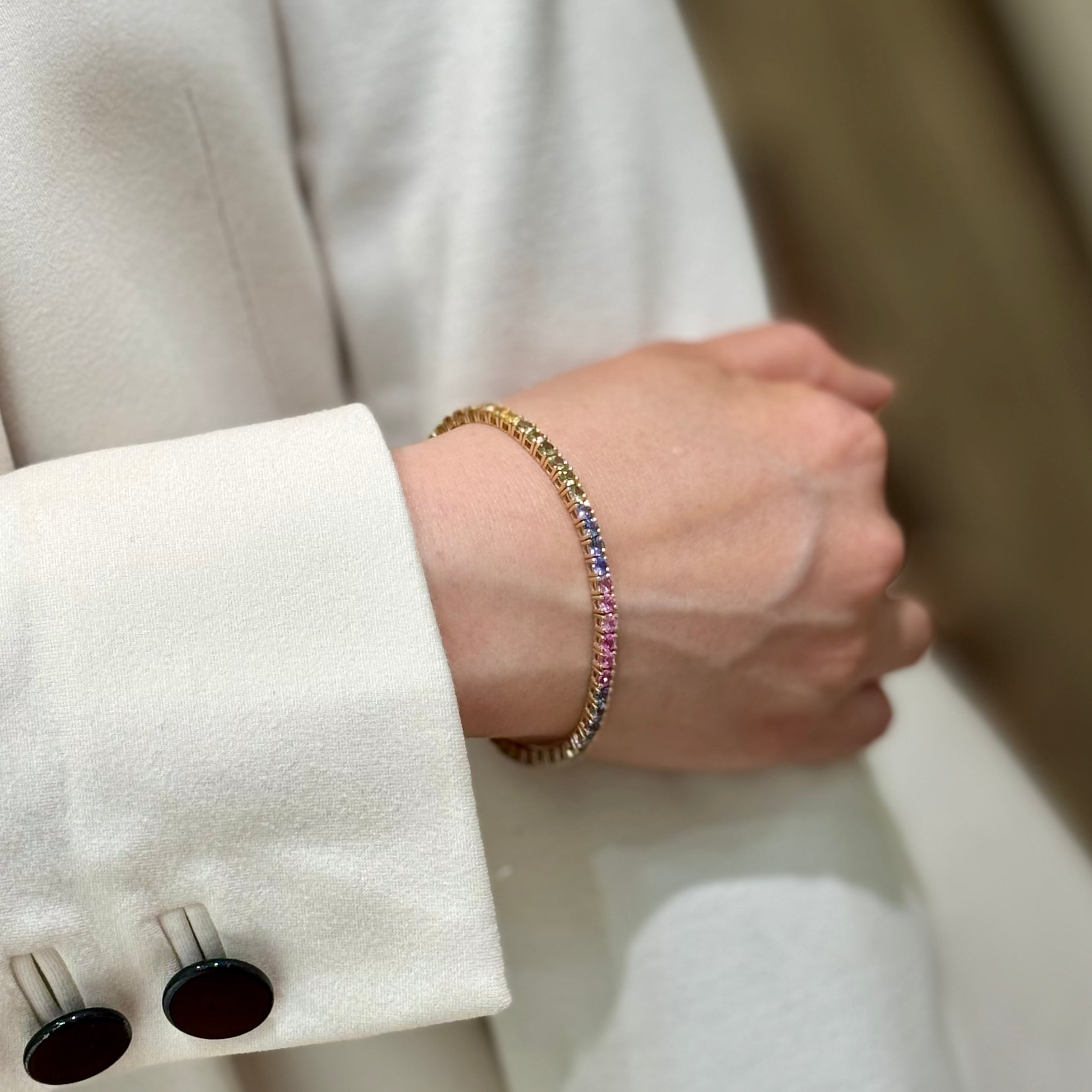 The Rainbow Sapphire Tennis Bracelet 14K
