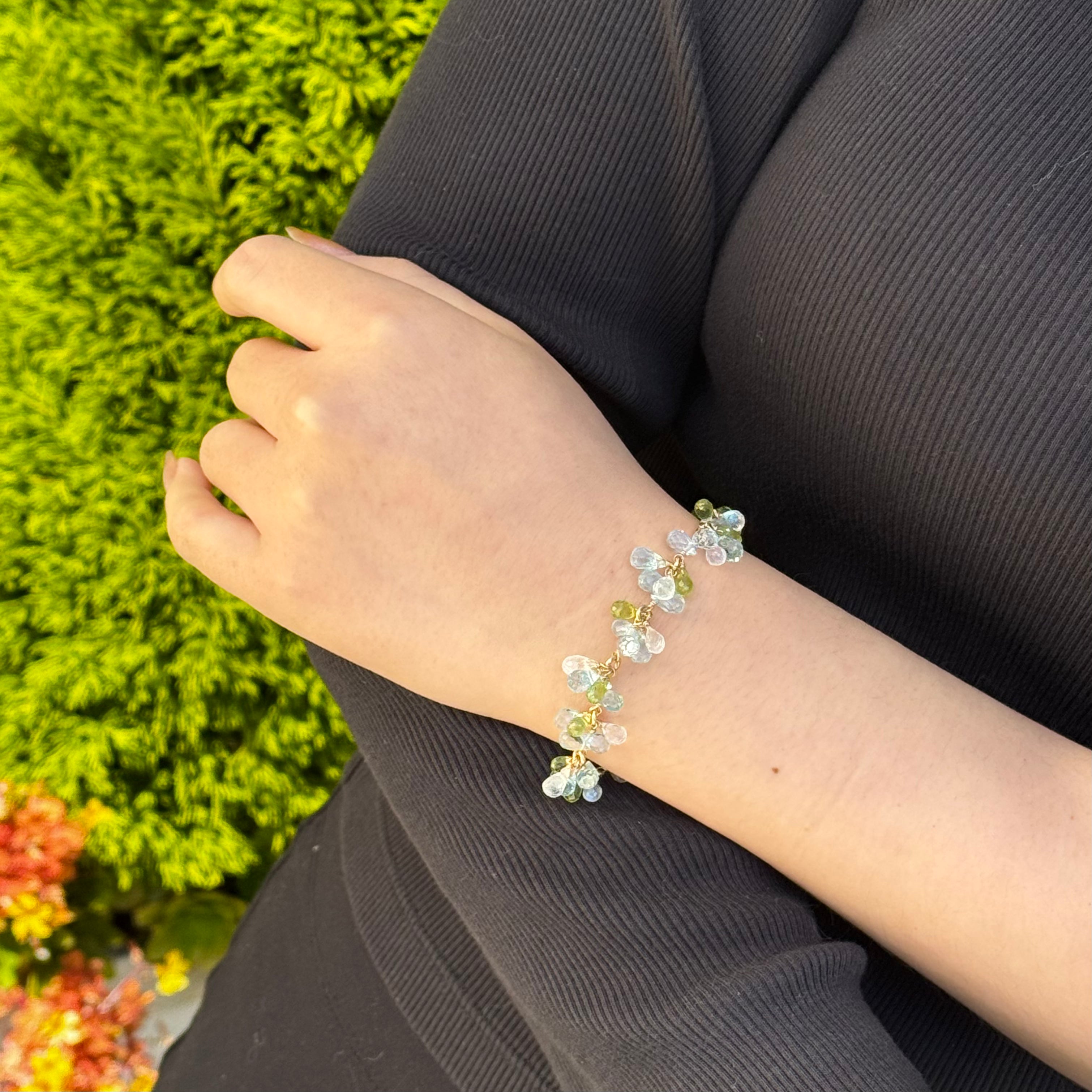 San Francisco Heart Sapphire Cluster Bracelet - Blue & Green