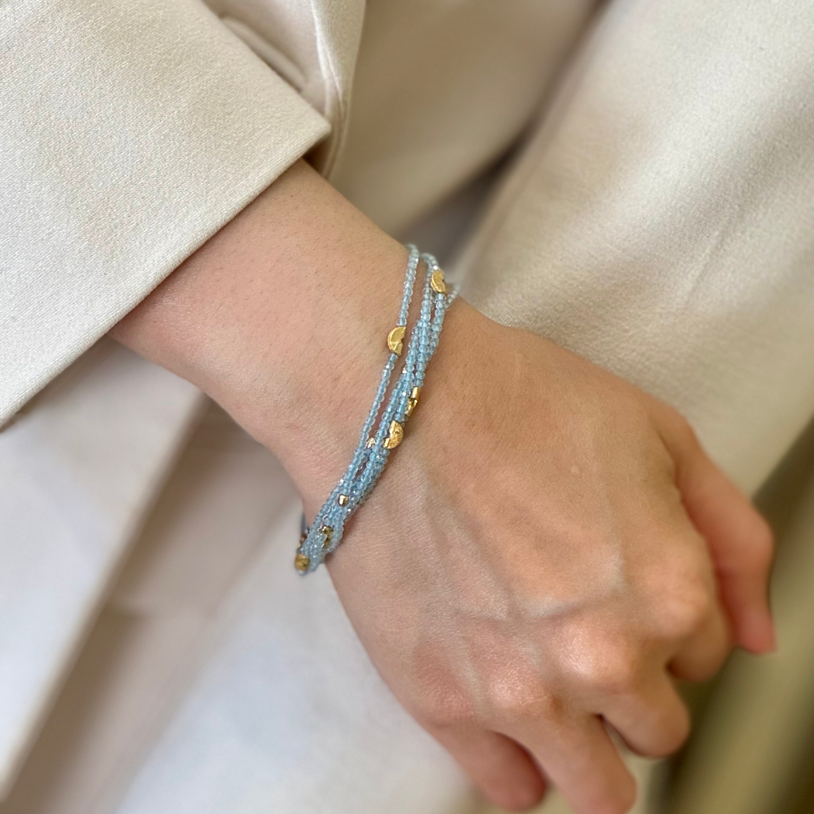 Half Moon Multi-Strand Bracelet - Aquamarine