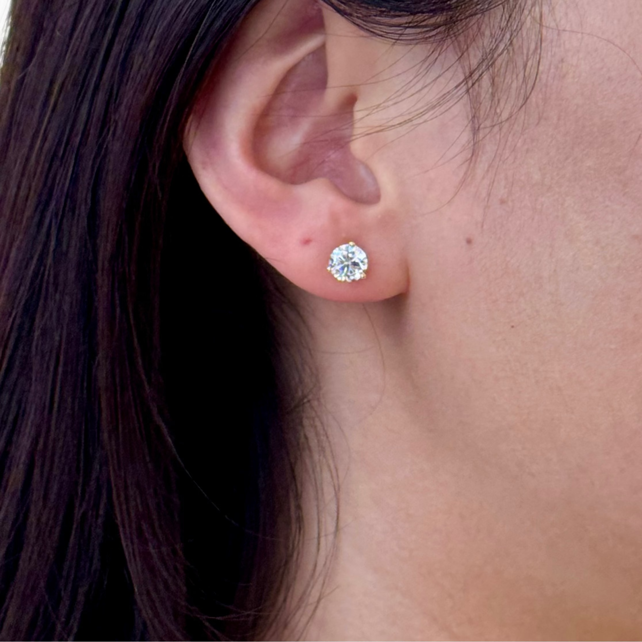 4 Carat Certified Lab-grown Diamond Studs 14K Yellow Gold