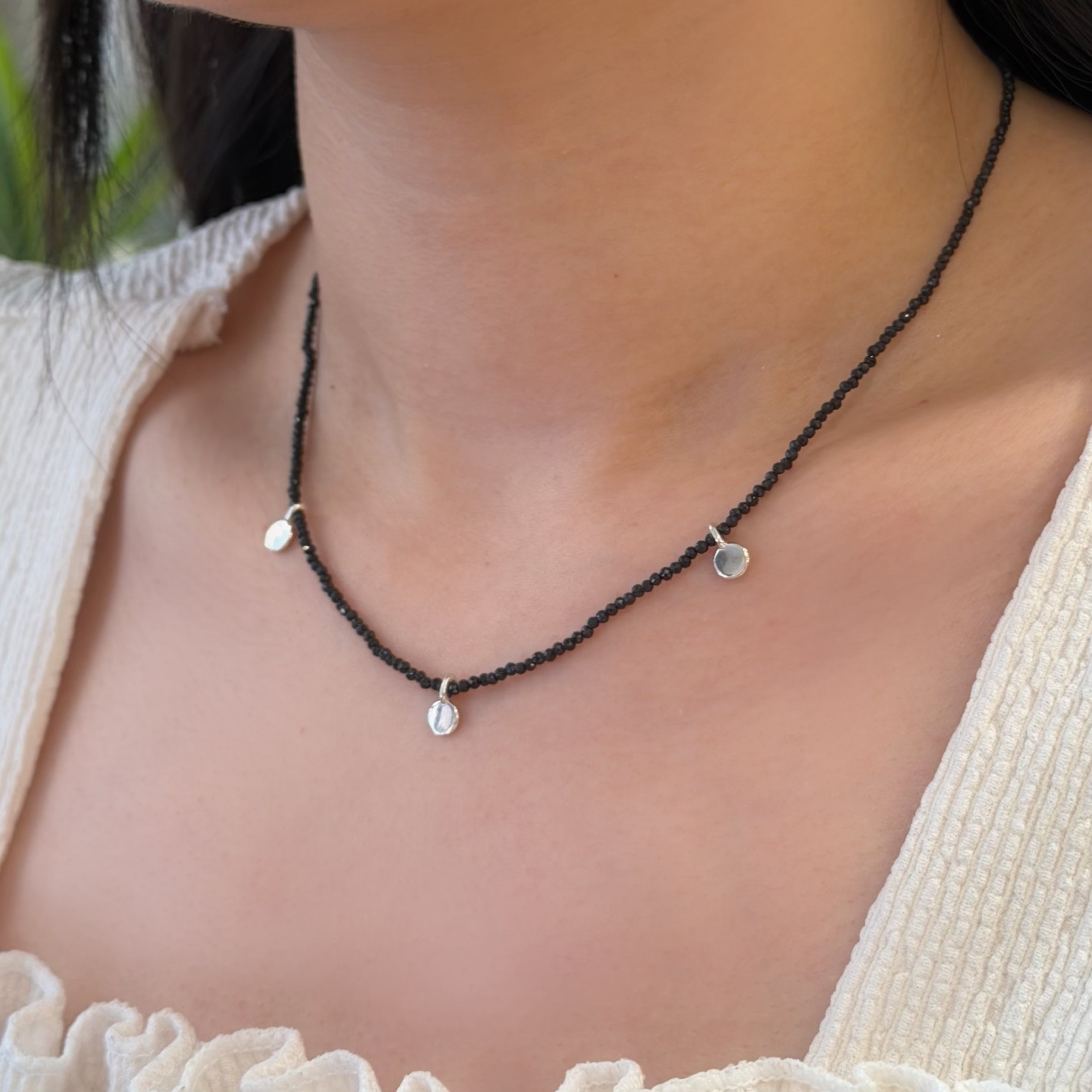 Petite Three Circle Charm Sapphire Necklace