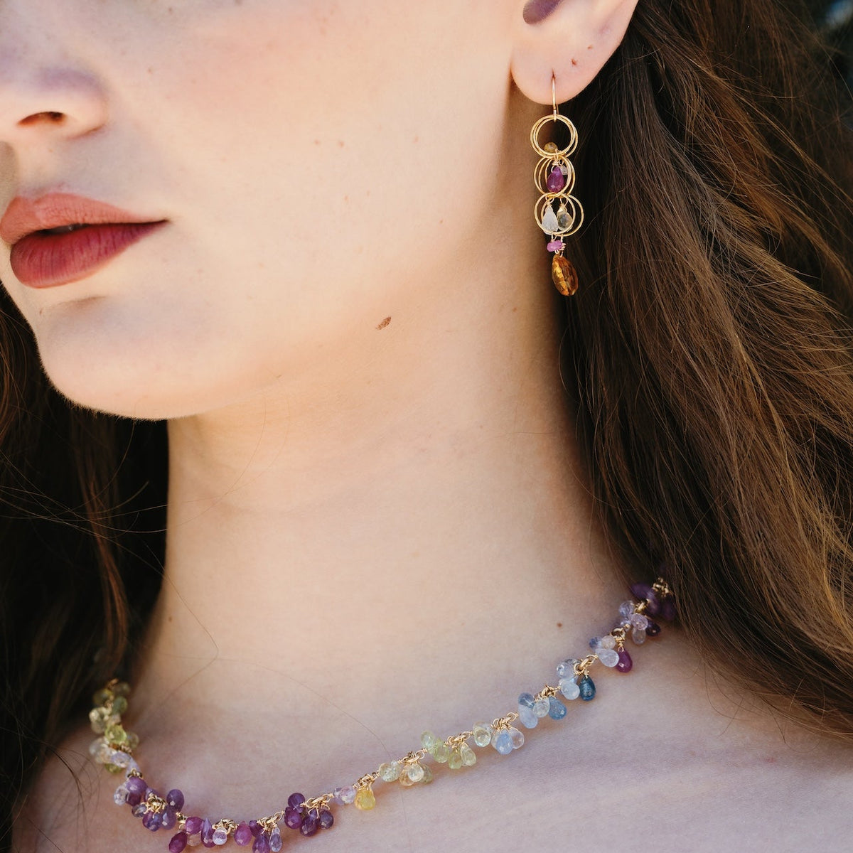 Tranquility Earrings - Citrine Multicolor Sapphire