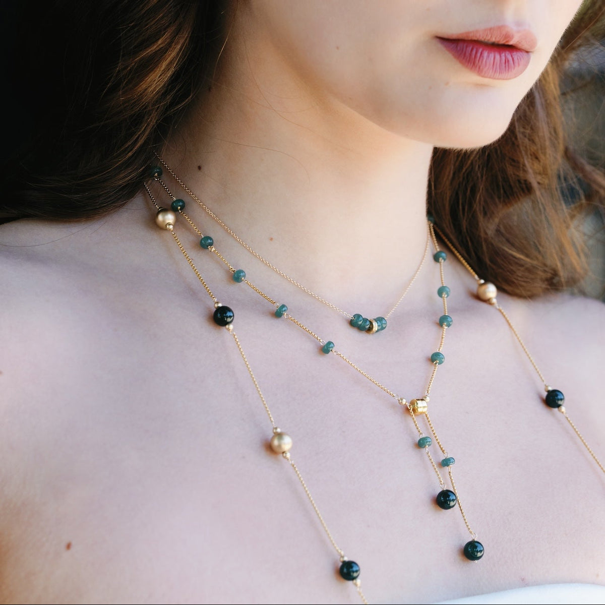 Maya Guatemala Jade Lariat Necklace