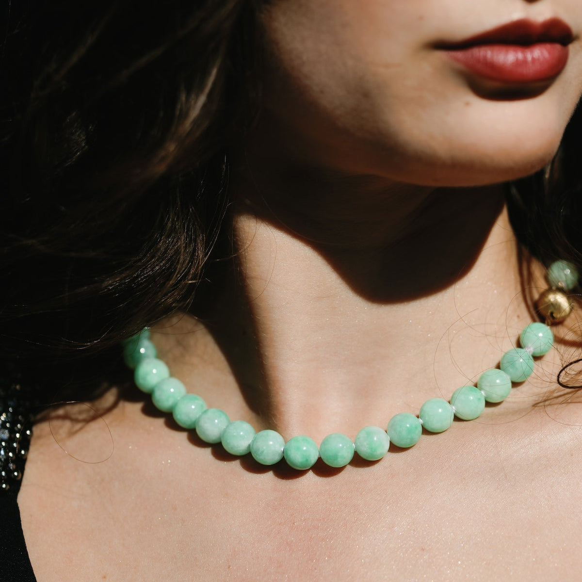 Burmese Luxe Jade Bead Necklace 14k