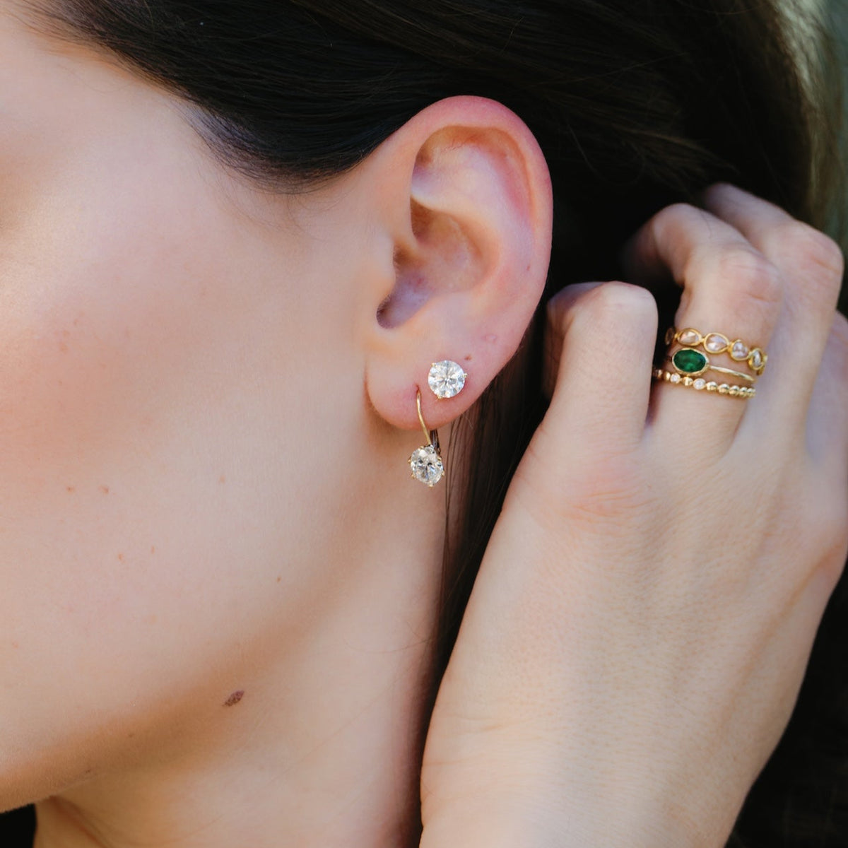 3 Carat Certified Lab-grown Diamond Studs 14K Yellow Gold