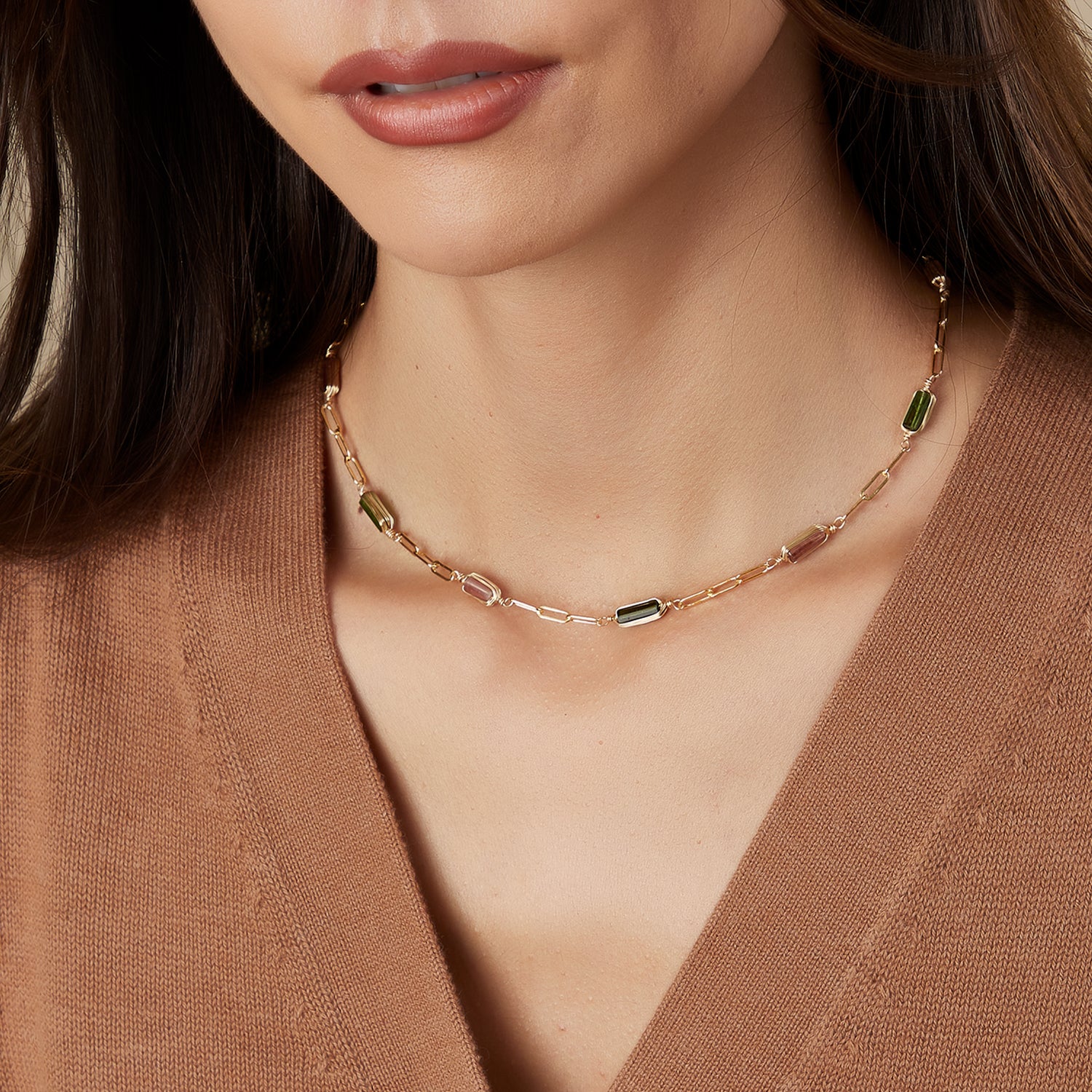 Emma Gem Wired Paperclip Necklace