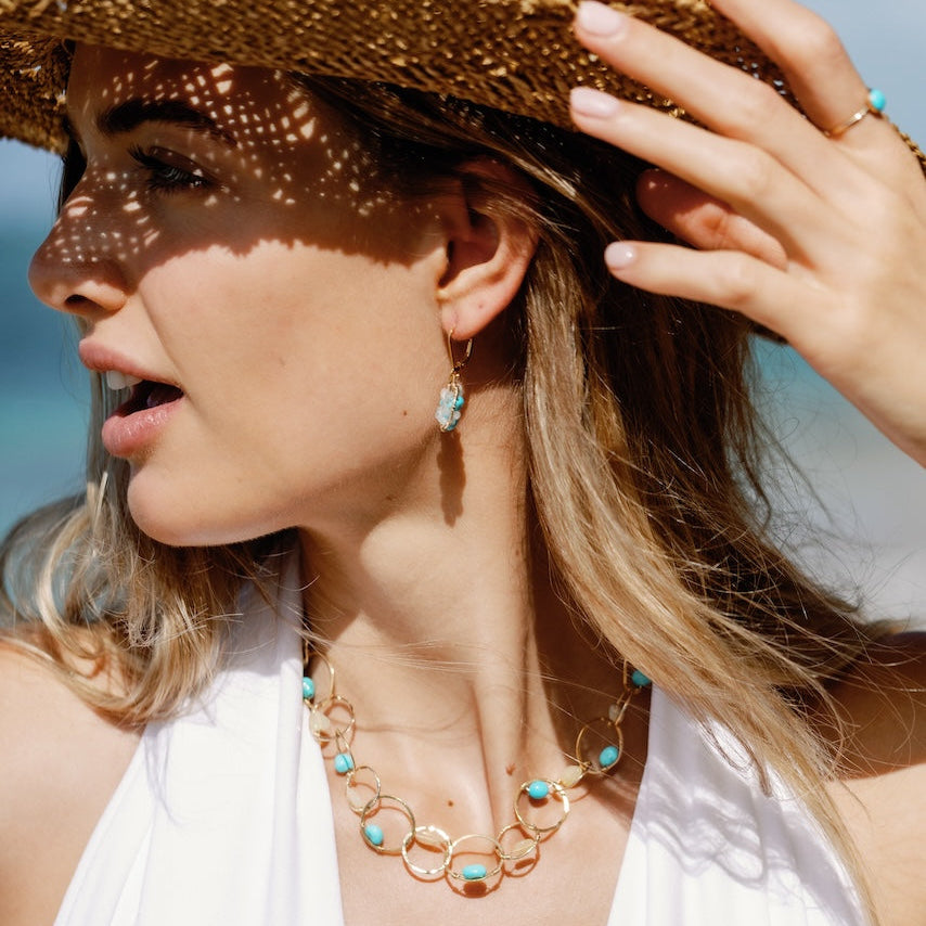 Opal Turquoise Interlink Circle Necklace