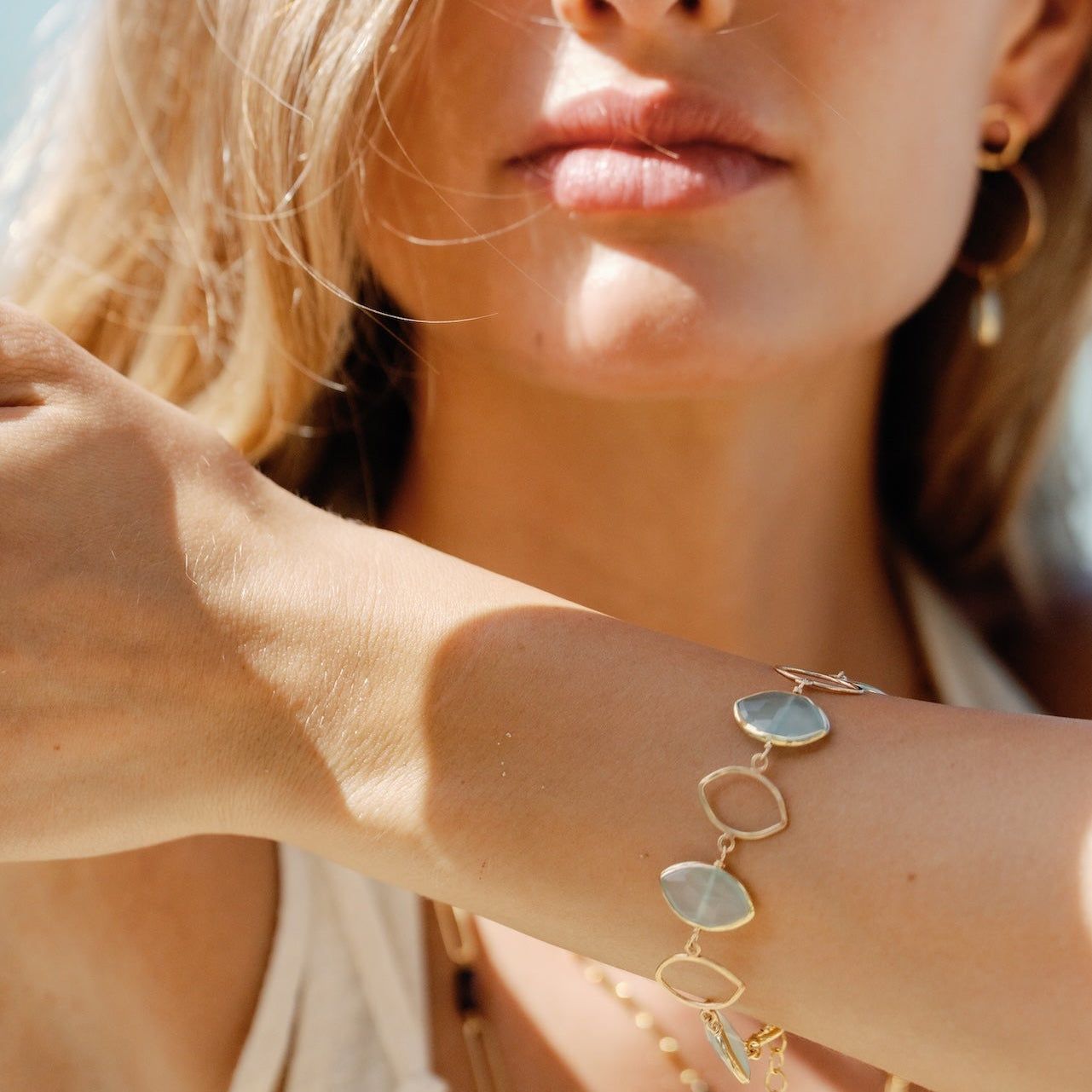 Aqua Olive Link Bracelet
