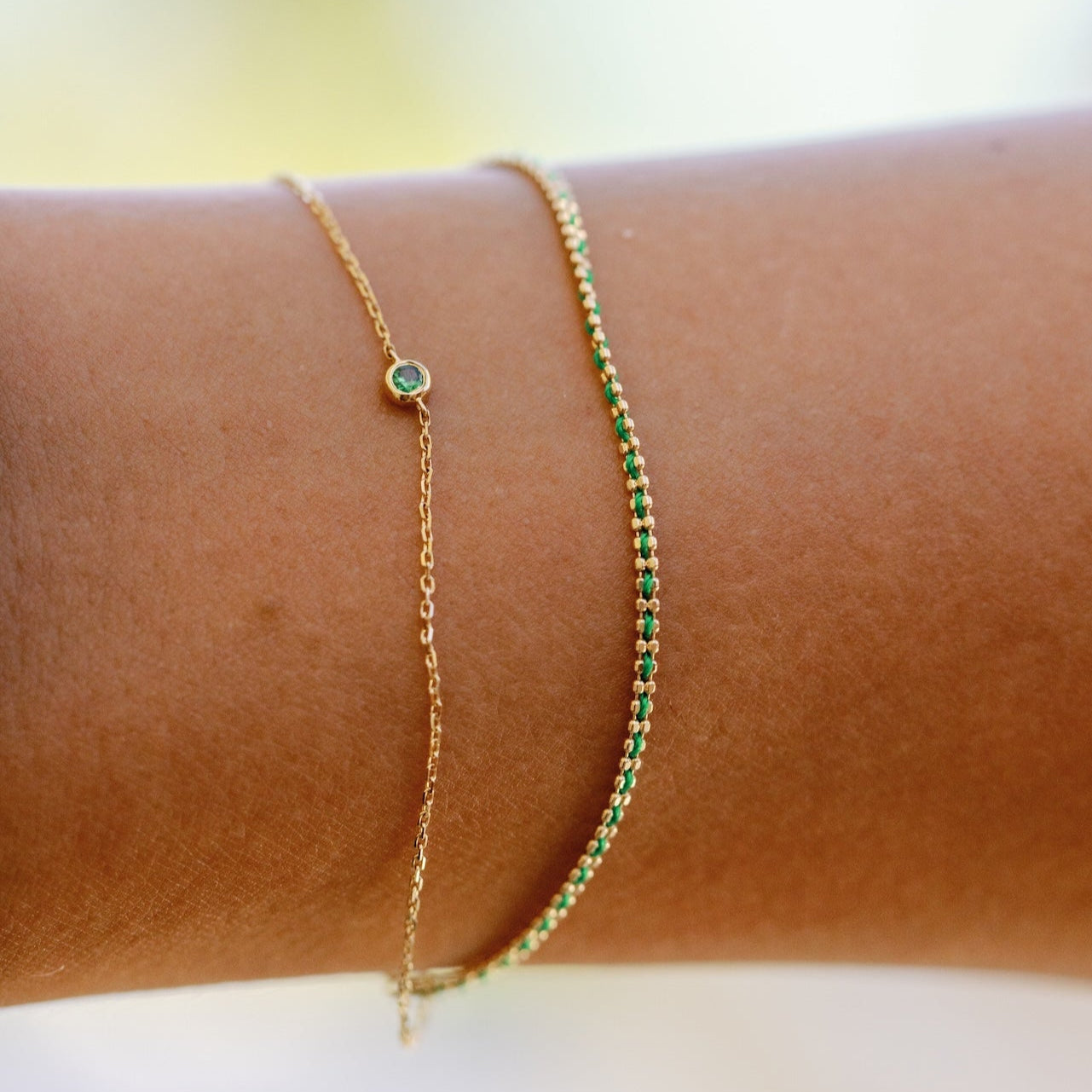 Double Pop Of Color Strands Bracelet 14k