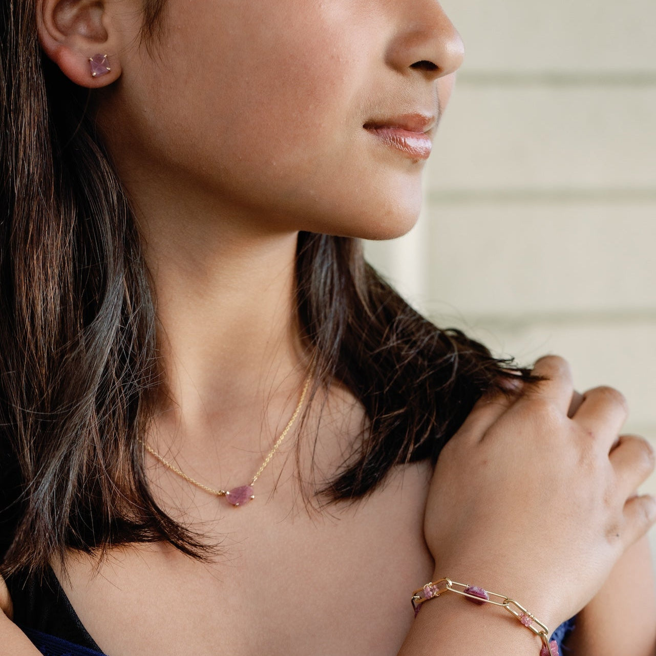 Petite Slice Pink Sapphire Necklace