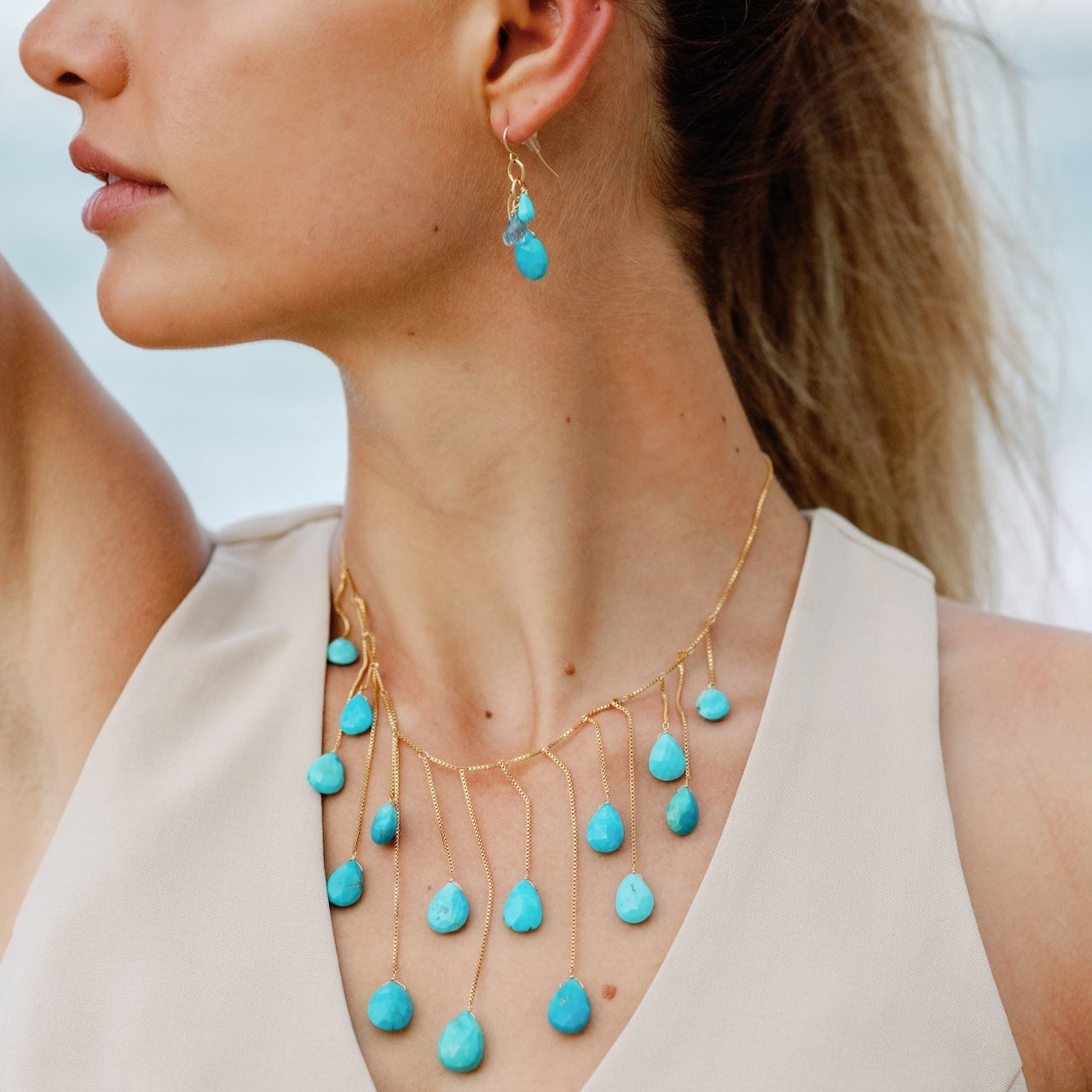 Turquoise Waterfall Necklace