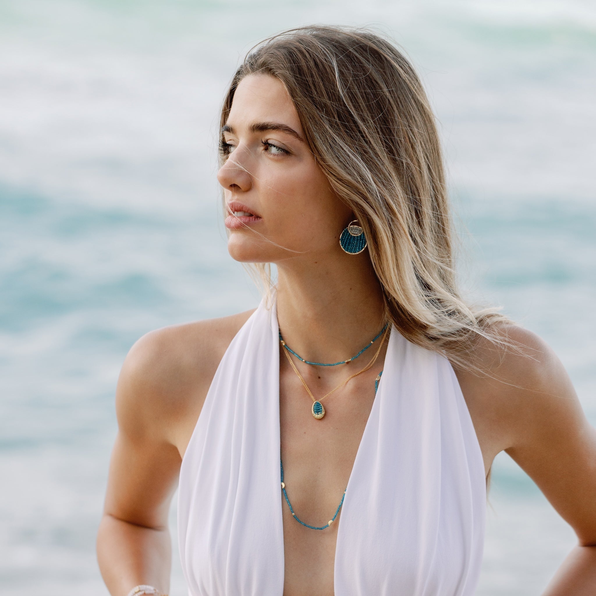 Duo Circle Gem Wired Earrings