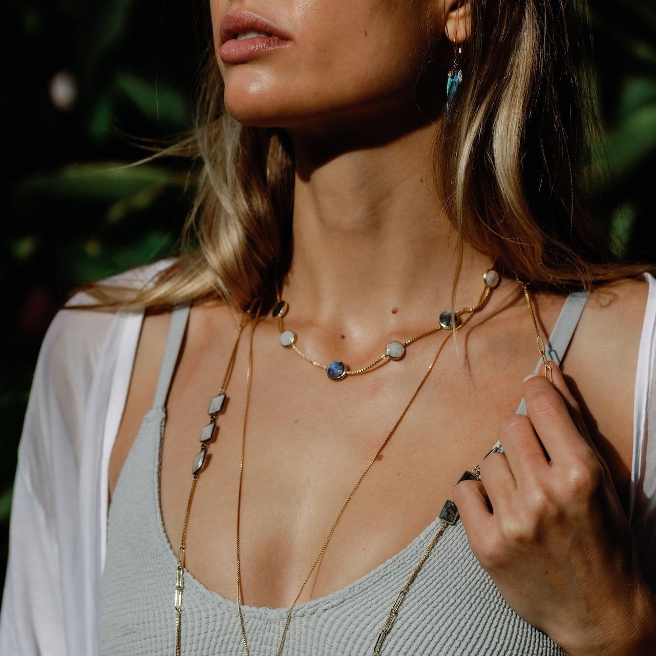 Sarah Labradorite Moon Necklace