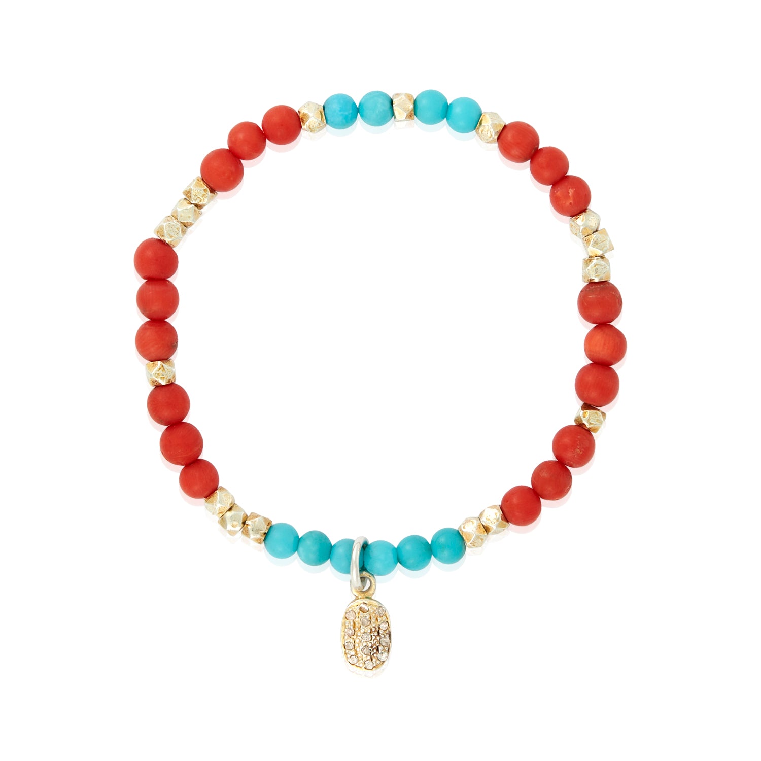 Coral Turquoise Stretchy Bracelet