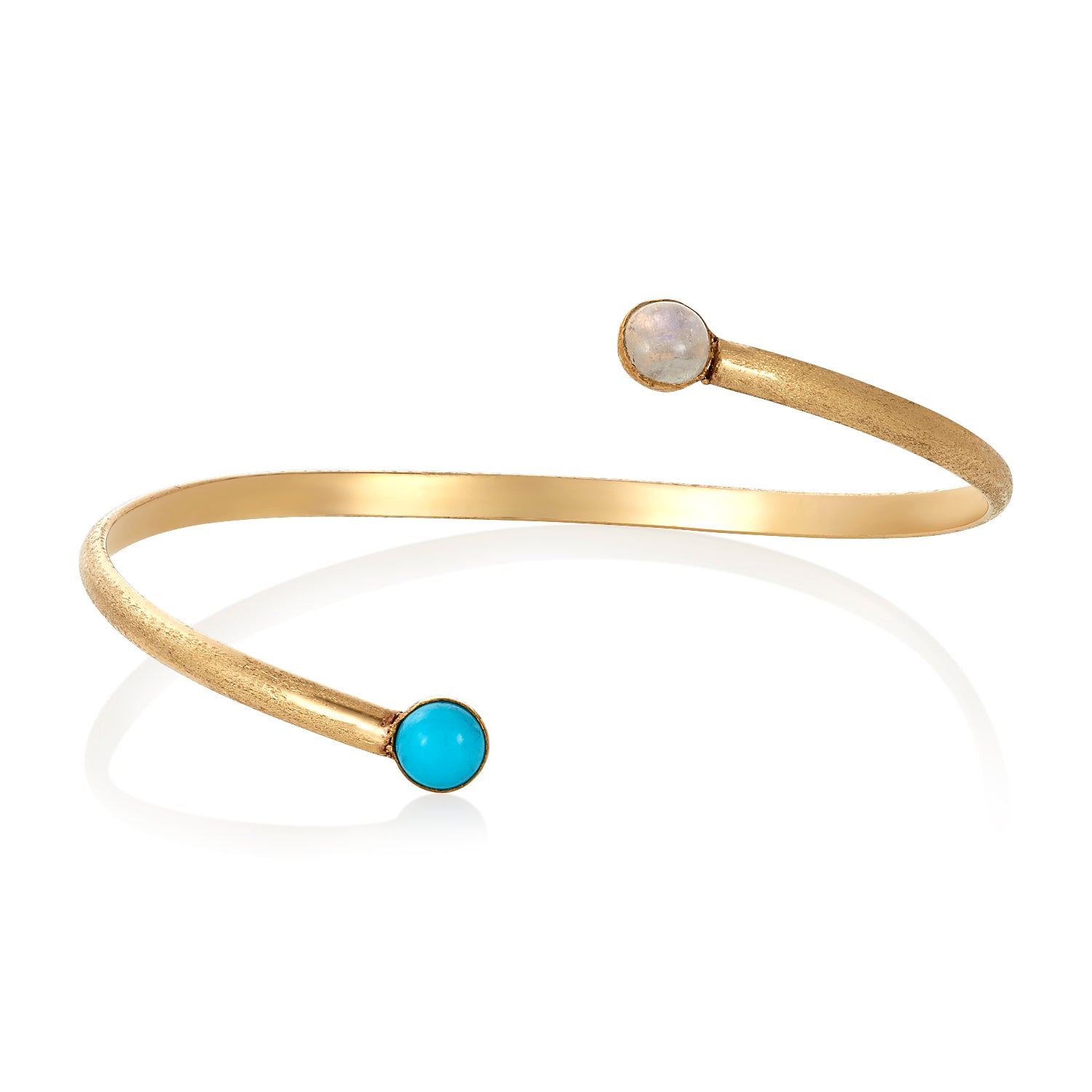 Turquoise And Moonstone Open cuff Bangle