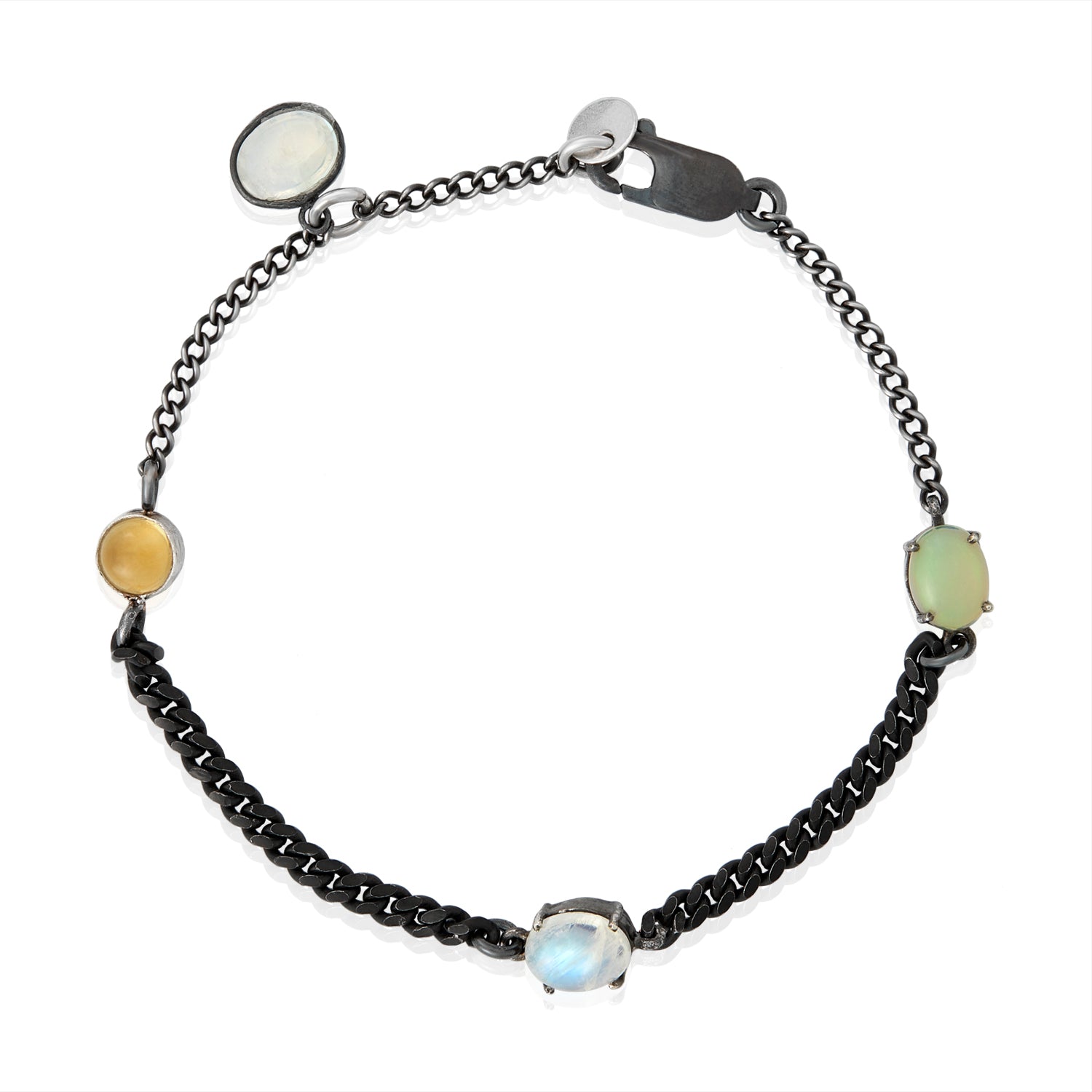 Moonstone Silver Chain Bracelet