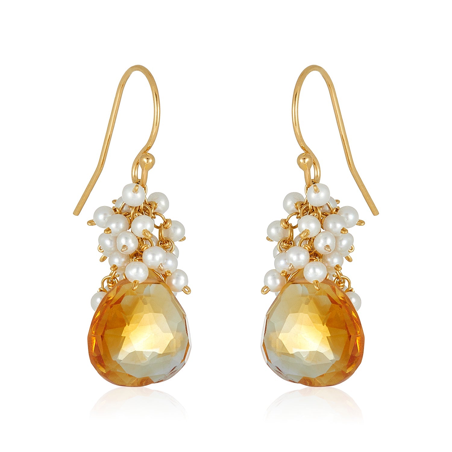 Pearl Cluster Gem Drop Earrings