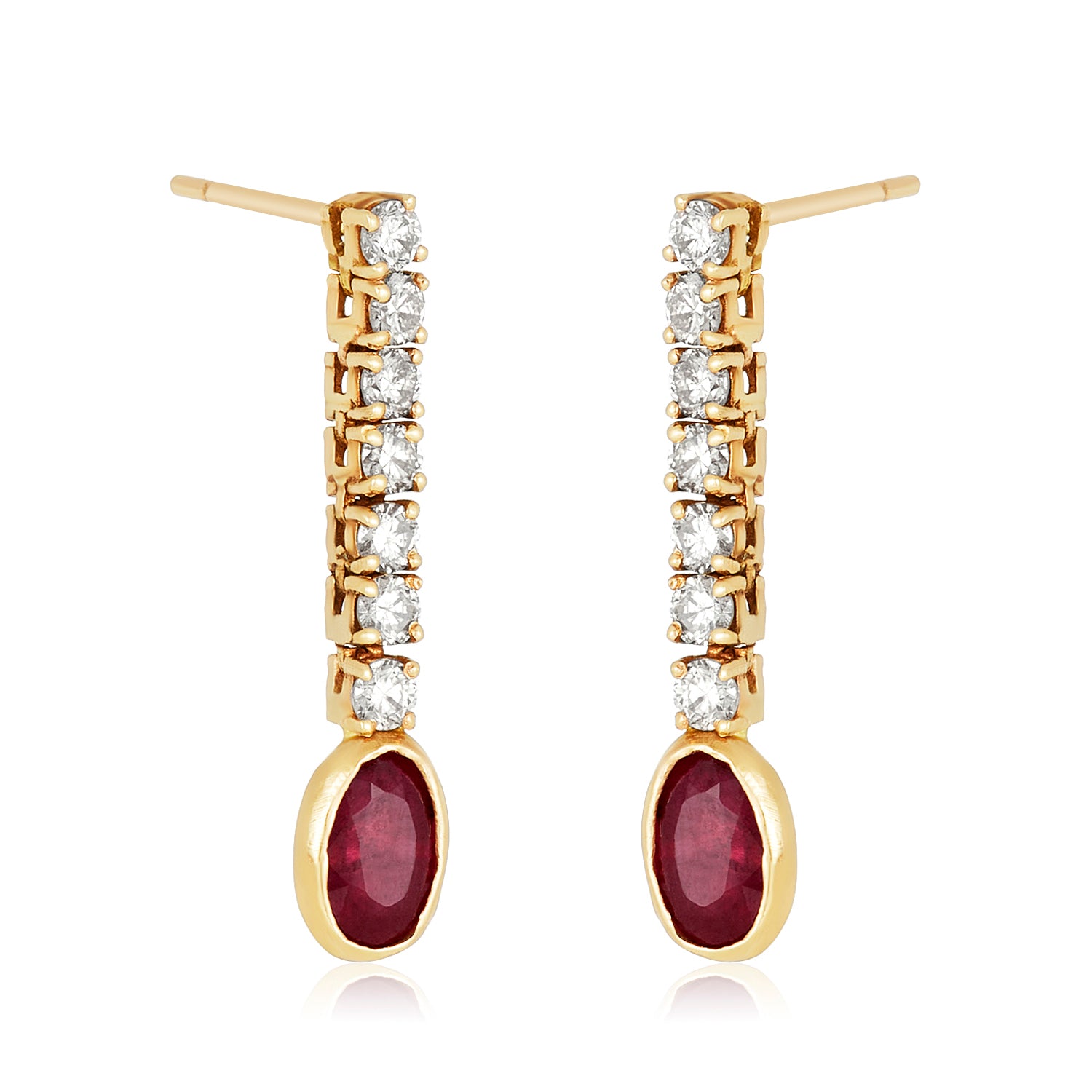 Ruby Diamond Ribbon Earrings in 14k