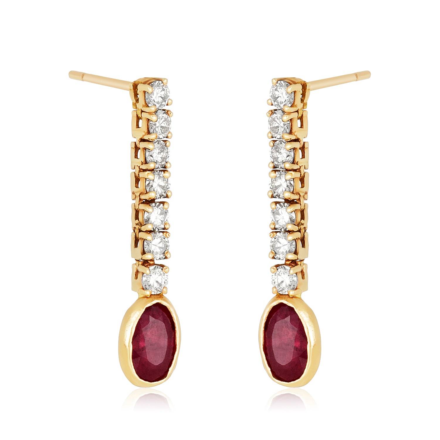 Ruby Diamond Ribbon Earrings in 14k