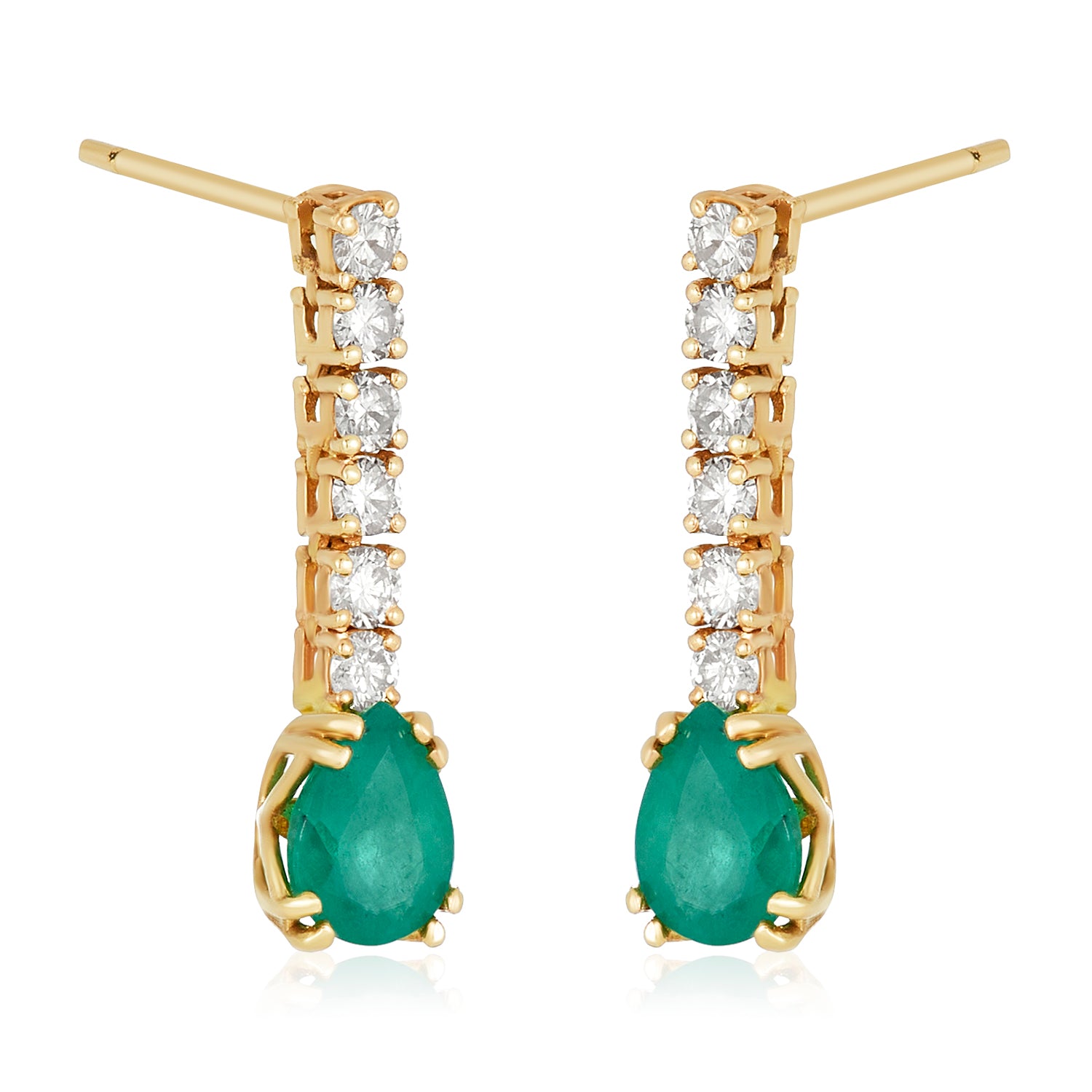 Emerald Diamond Ribbon Earrings in 14k