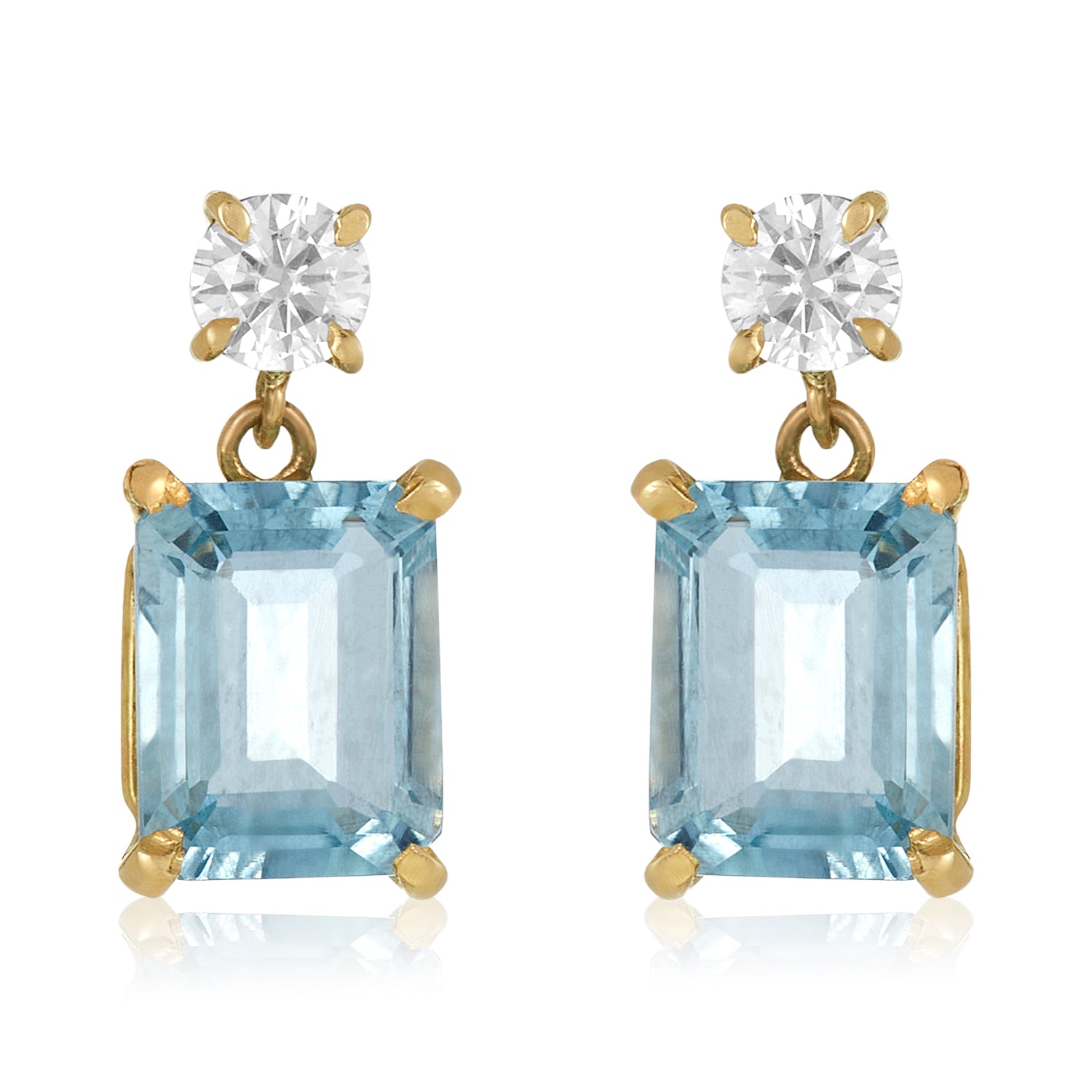 14K White Gold Aquamarine and Diamond Pavé Halo Earrings