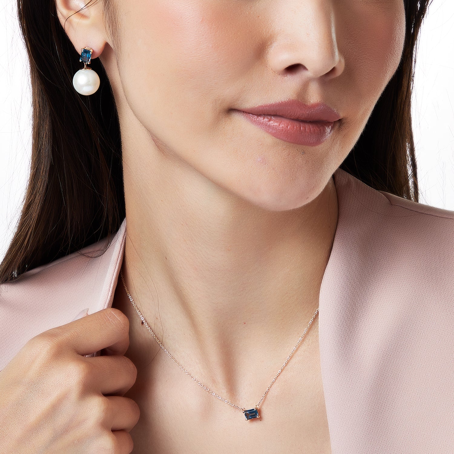 London Blue Topaz Pearl Drop Earrings