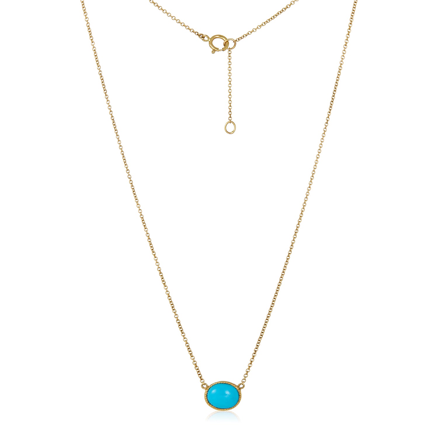 Petite Oval Turquoise Necklace in 14k