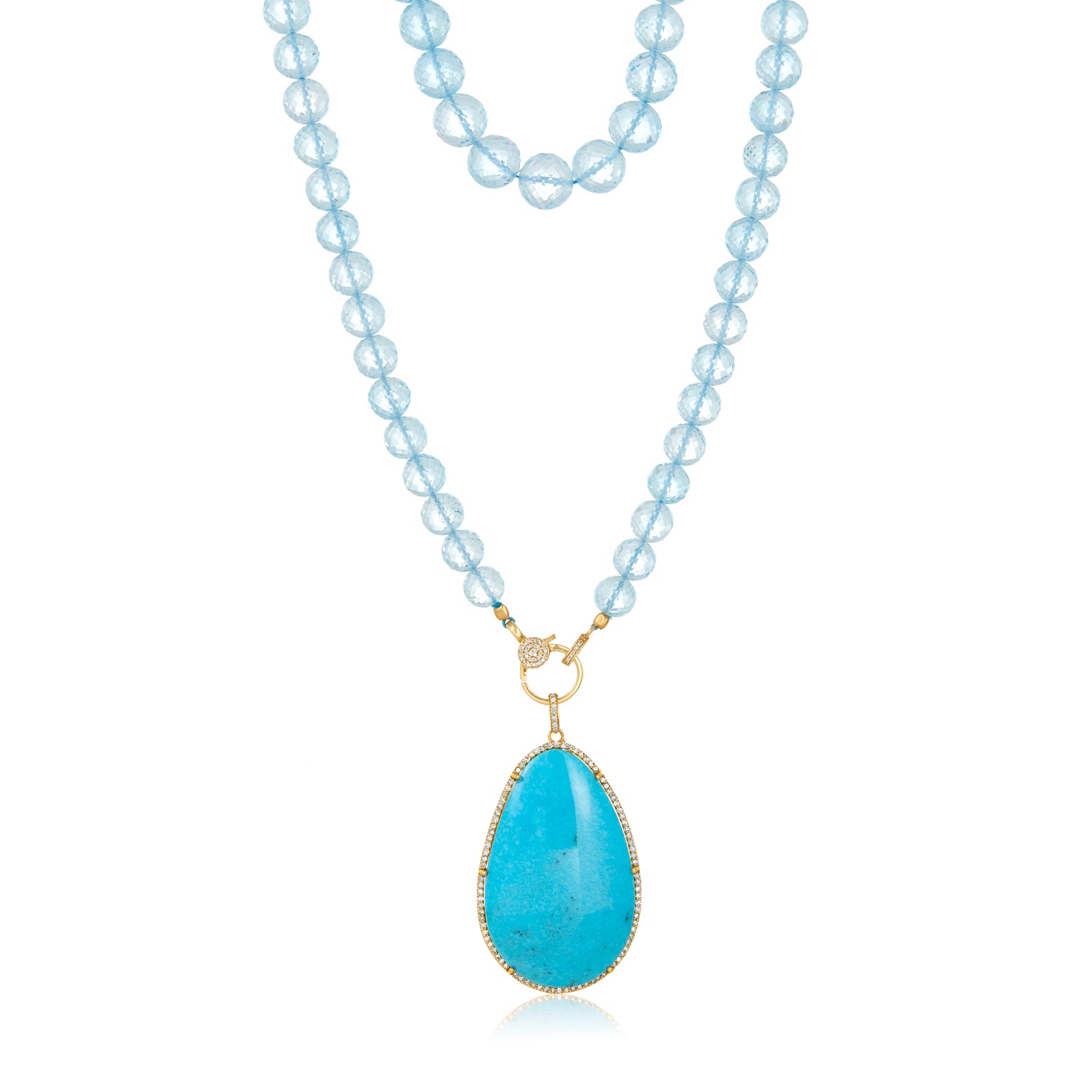 Turquoise Diamond Pendant Topaz Statement Necklace