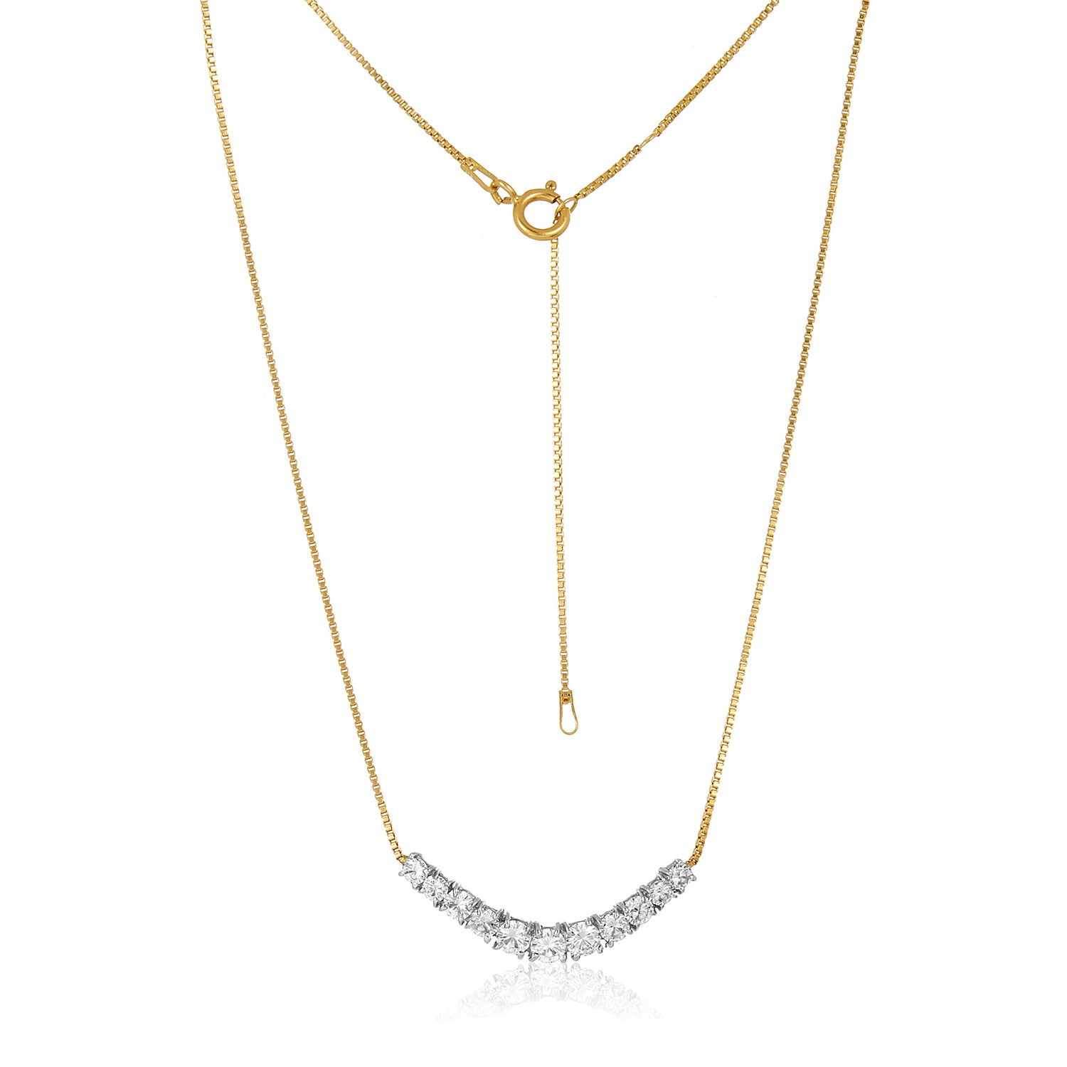 Angie Moissanite Curved Bar Necklace in 14k