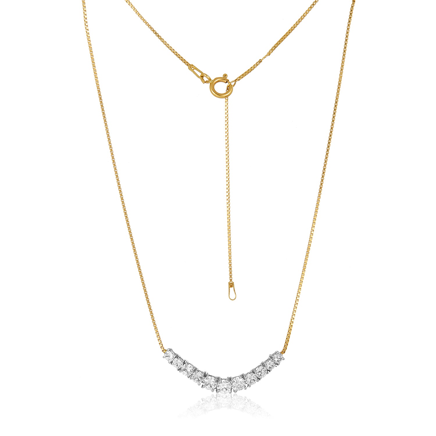 Angie Lab Diamond Curved Bar Necklace in 14k