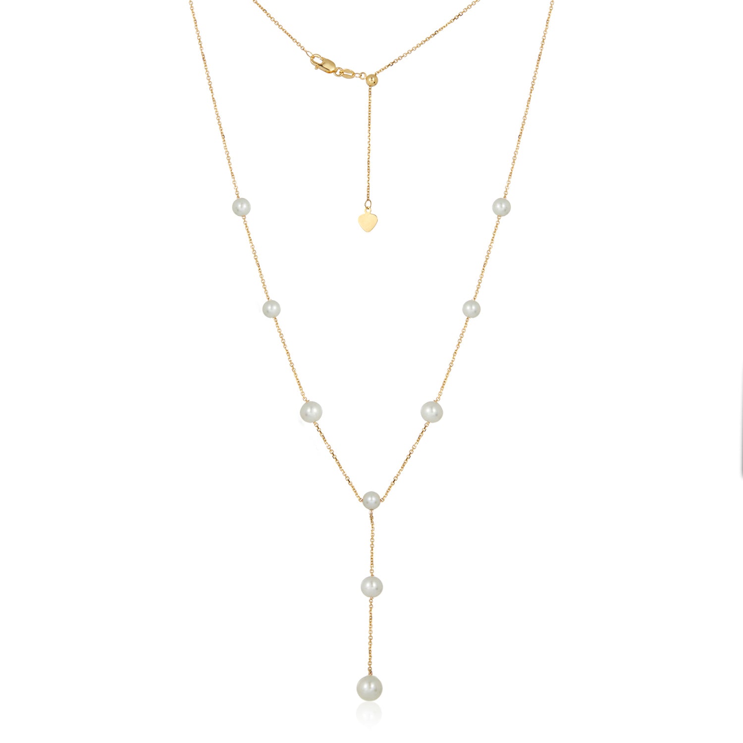 Cindy Pearl Section Lariat Necklace 14k