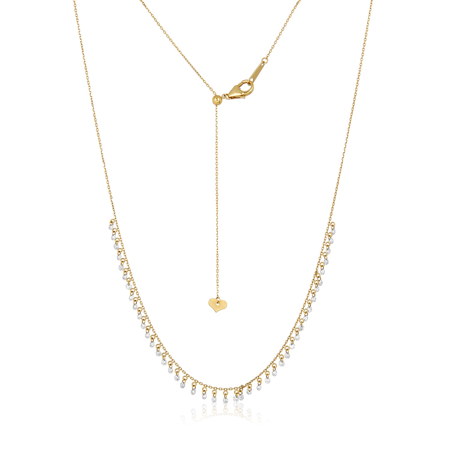 Diane White Floating Diamond Drop 14k Necklace-Lab Grown