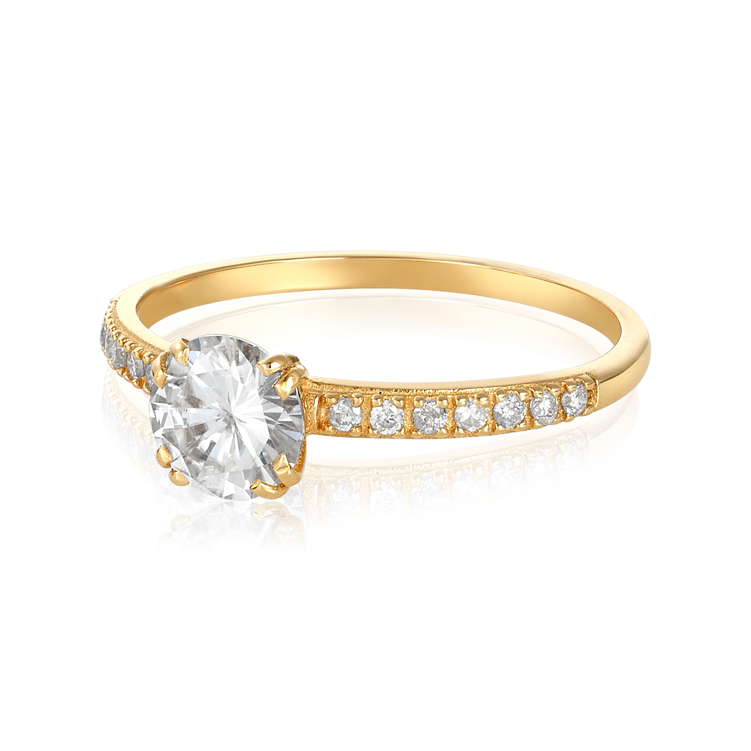Moissanite Diamond Halo Pave Diamond Ring in 14k