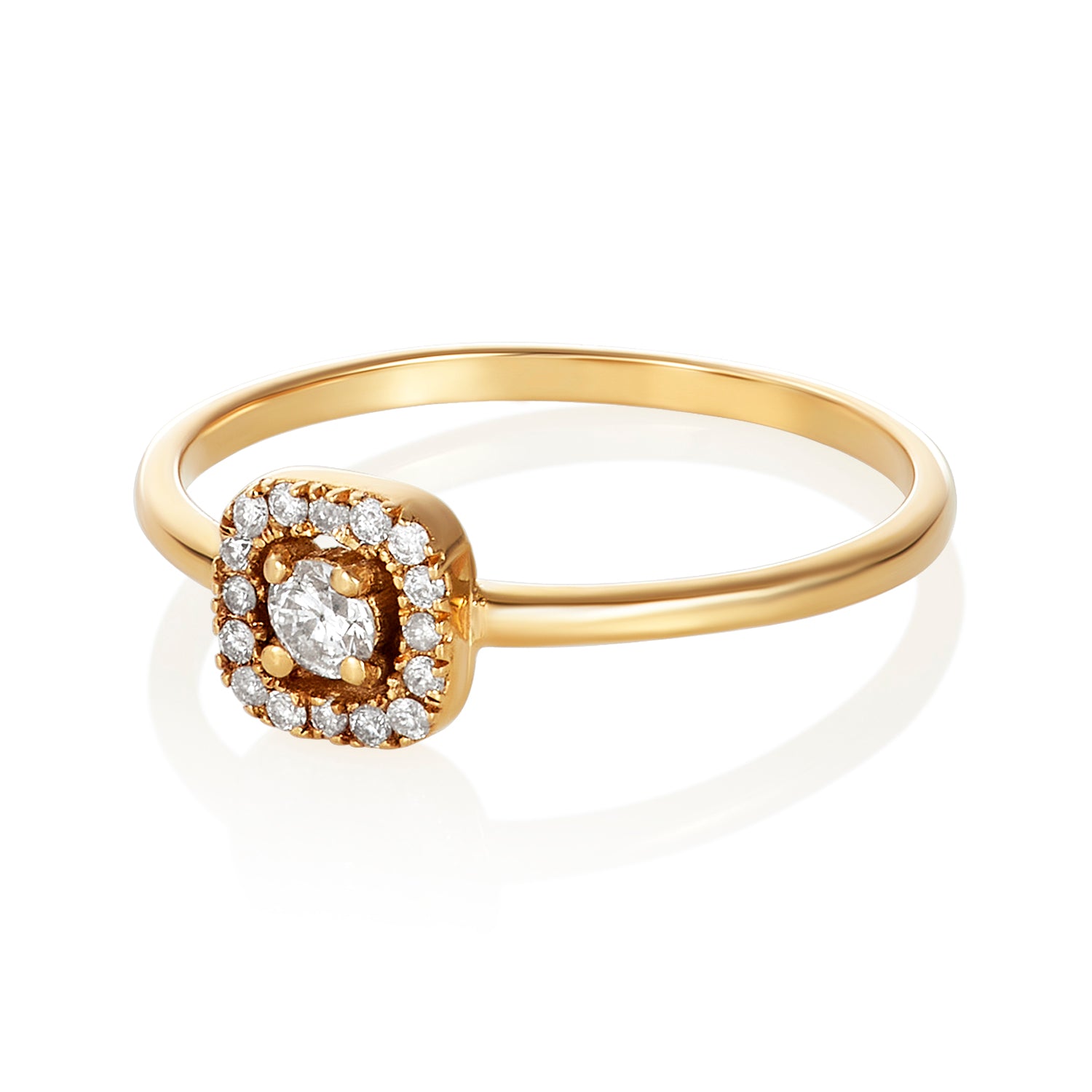 Diamond Square Halo Ring in 14k