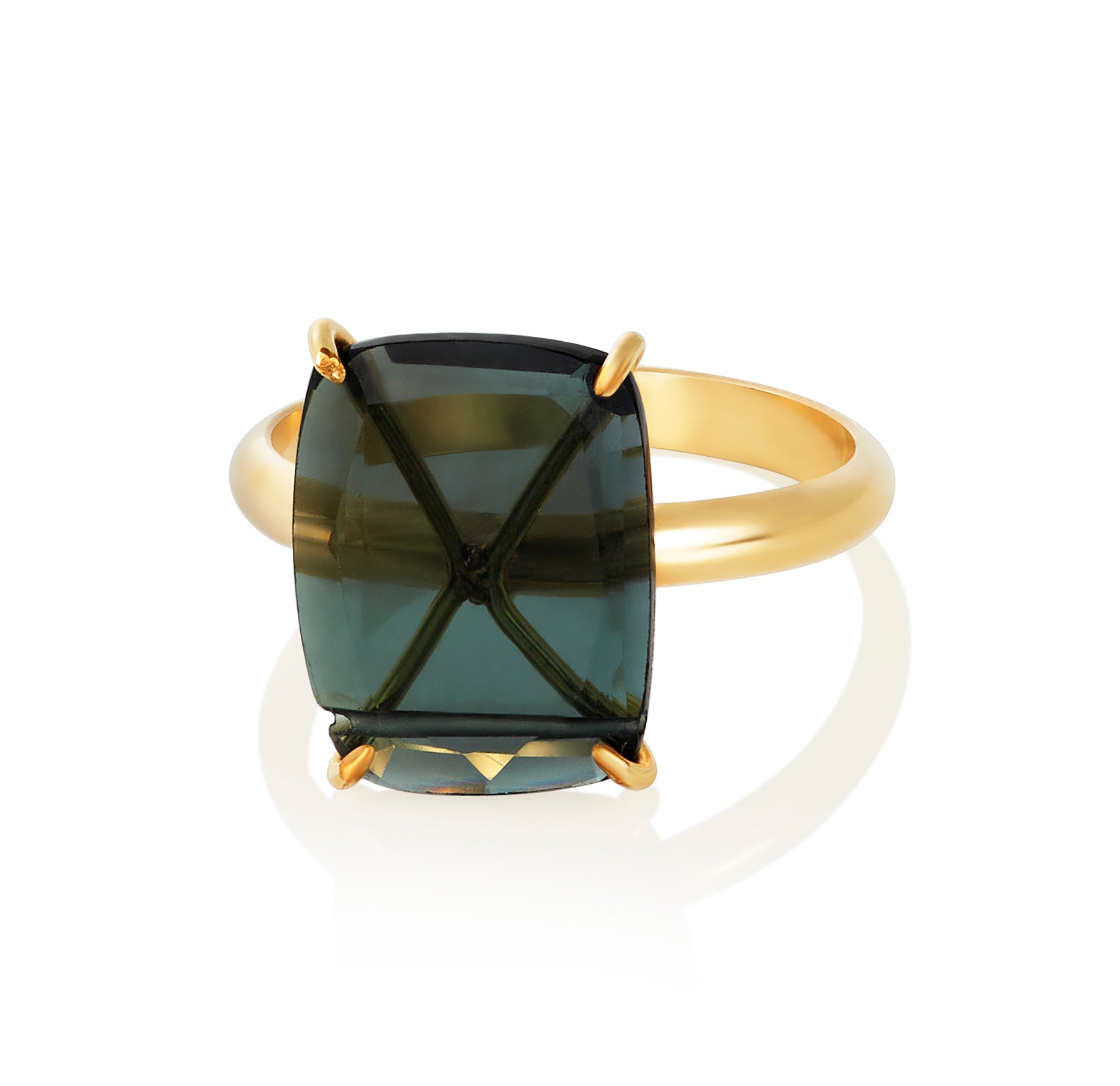 Green Tourmaline Slice Ring