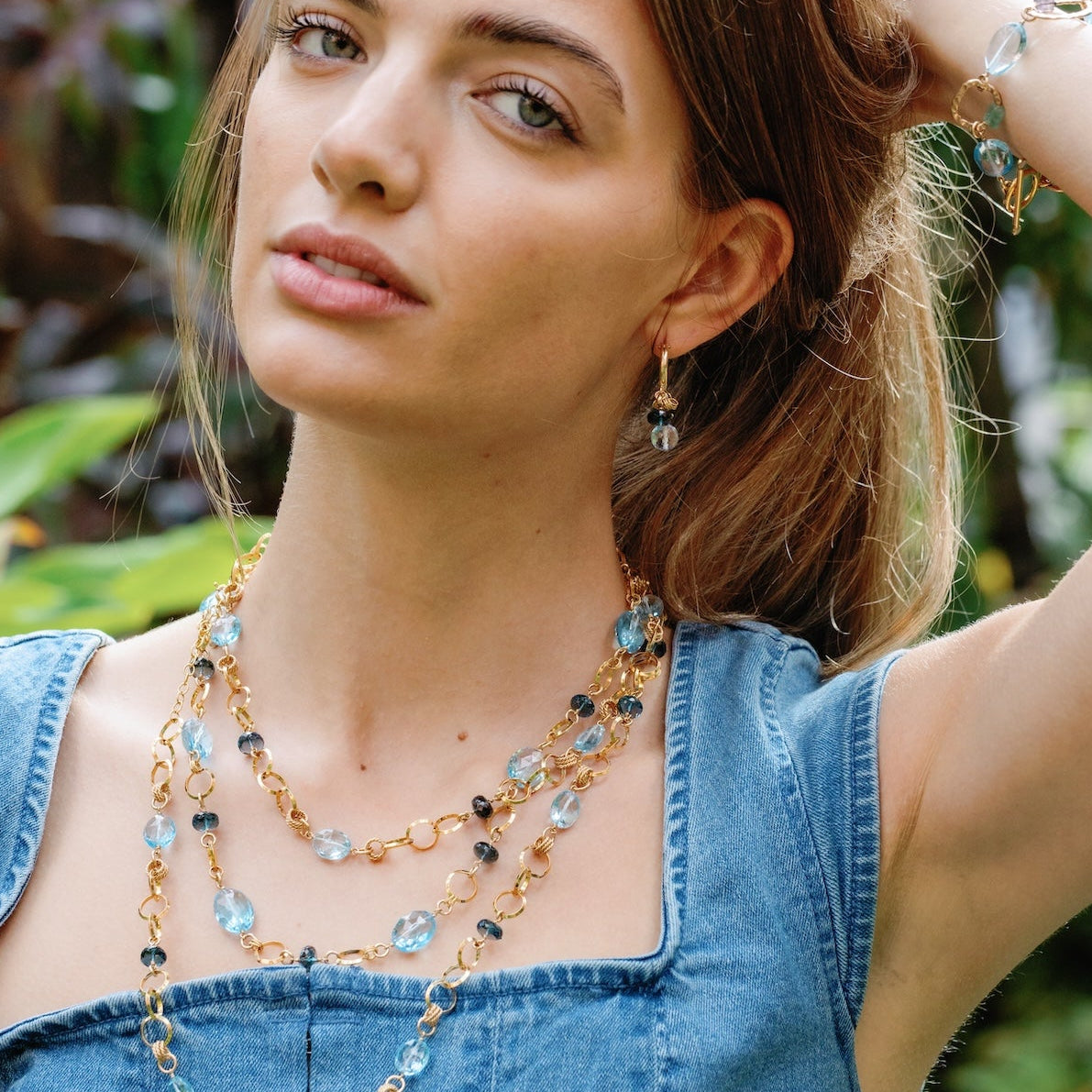 Blue Topaz Jingle Hoops Earrings