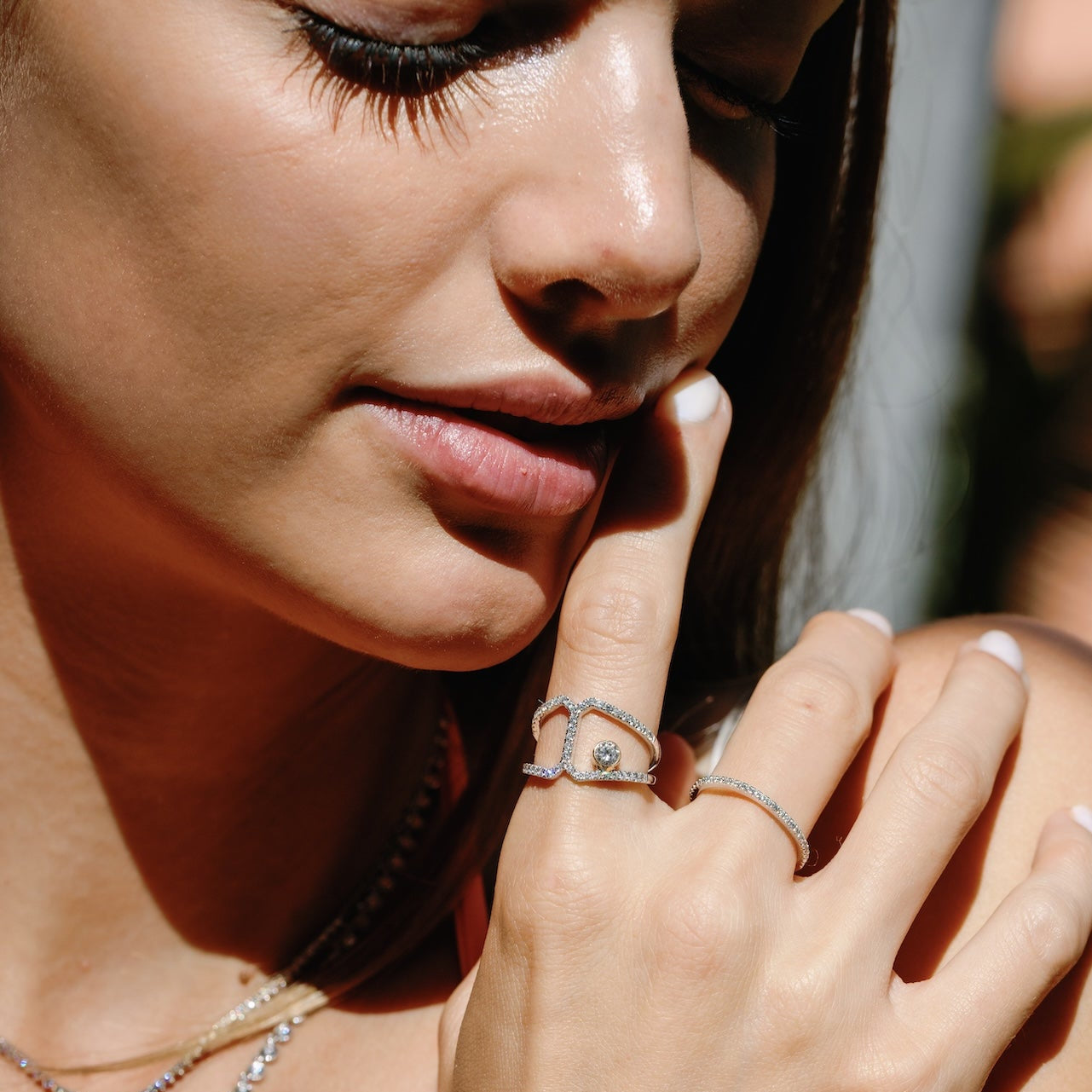 Lab-grown Diamond Framed Crossover Ring In 14k White Gold