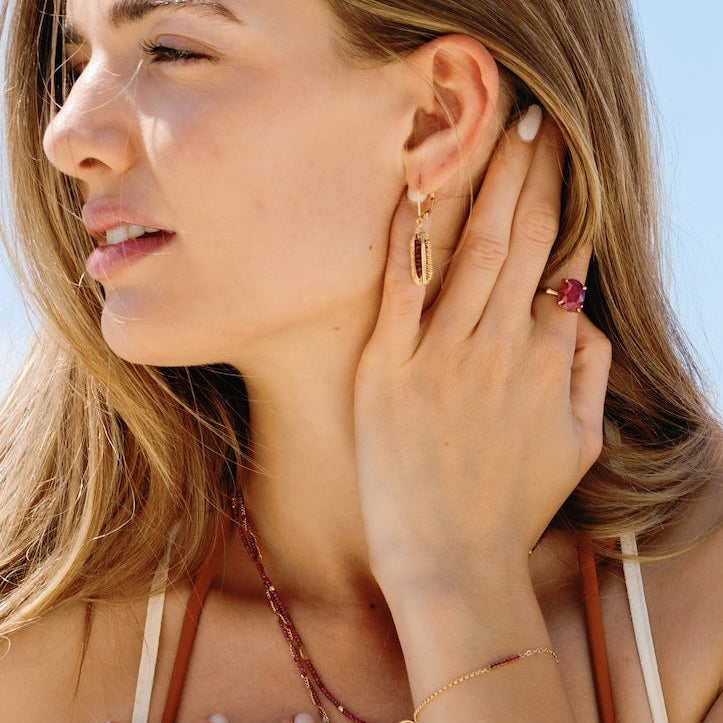 Mini Ruby Row Bracelet In 14k