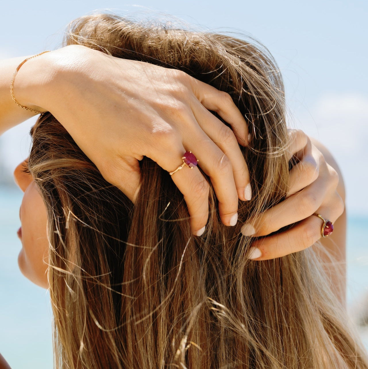 Ruby Bamboo Ring- 14k Gold